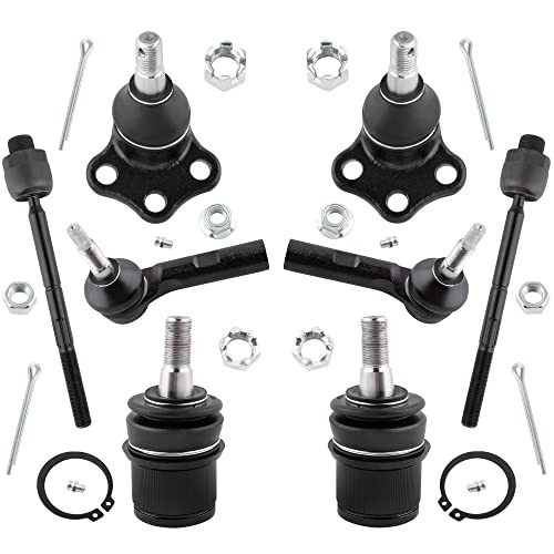 (Set of 8) 4WD Front Upper Lower Ball Joints Inner Outer Tie Rods Front