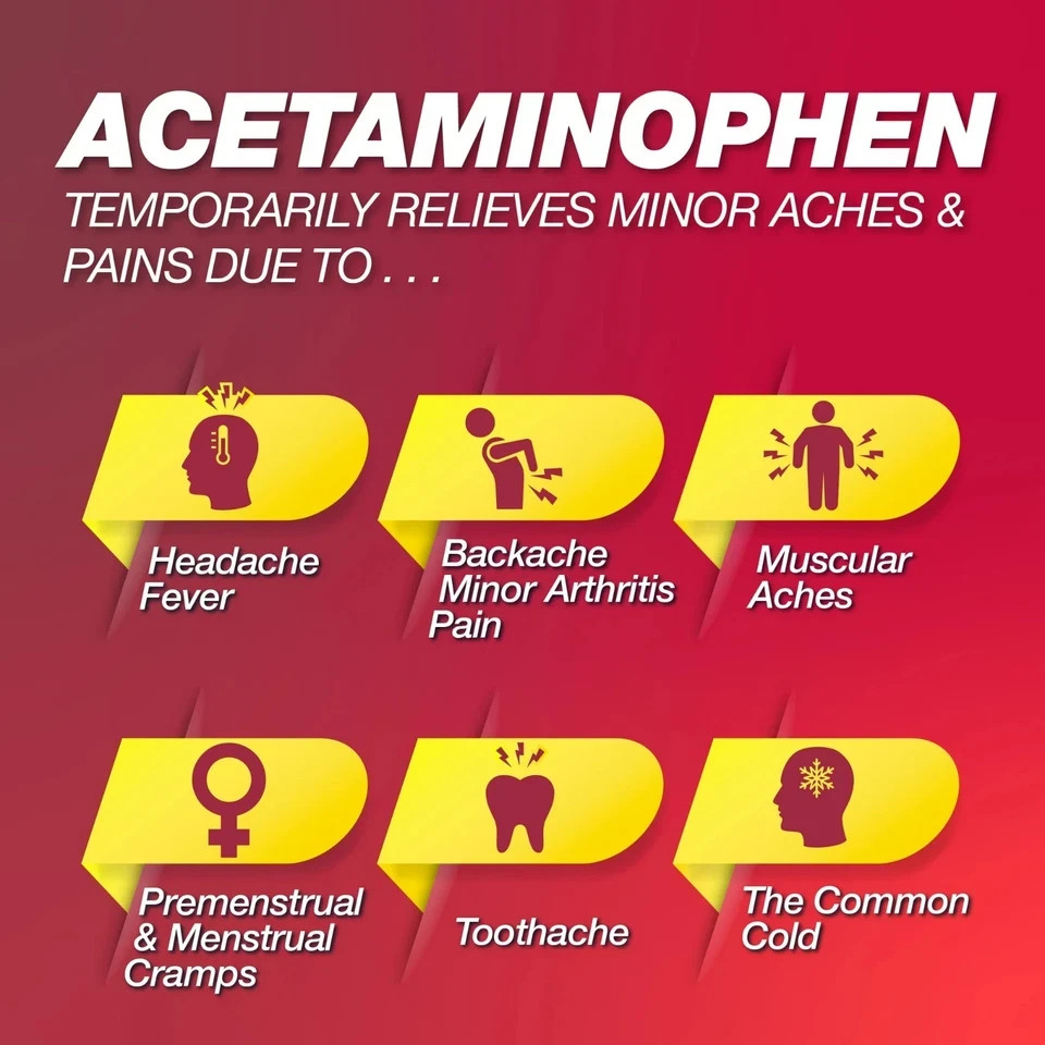 Equate Extra Strength Acetaminophen Pain Reliver Caplets 500 mg 250 Count 2 Pack