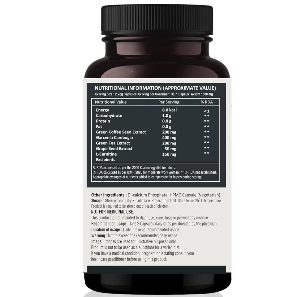 Keto Fat Burner 60 Capsules with L-Carnitine Garcinia Cambogia & Green Coffee