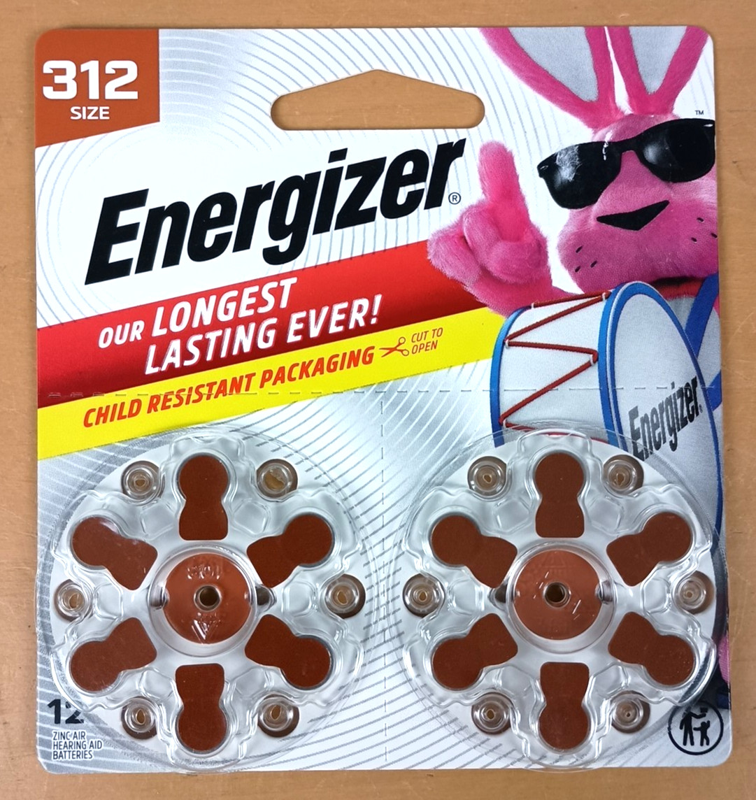 *60 Count* Lot of 5 12-packs ENERGIZER 312 1.45V Hearing Aid Battery Exp 12/2029