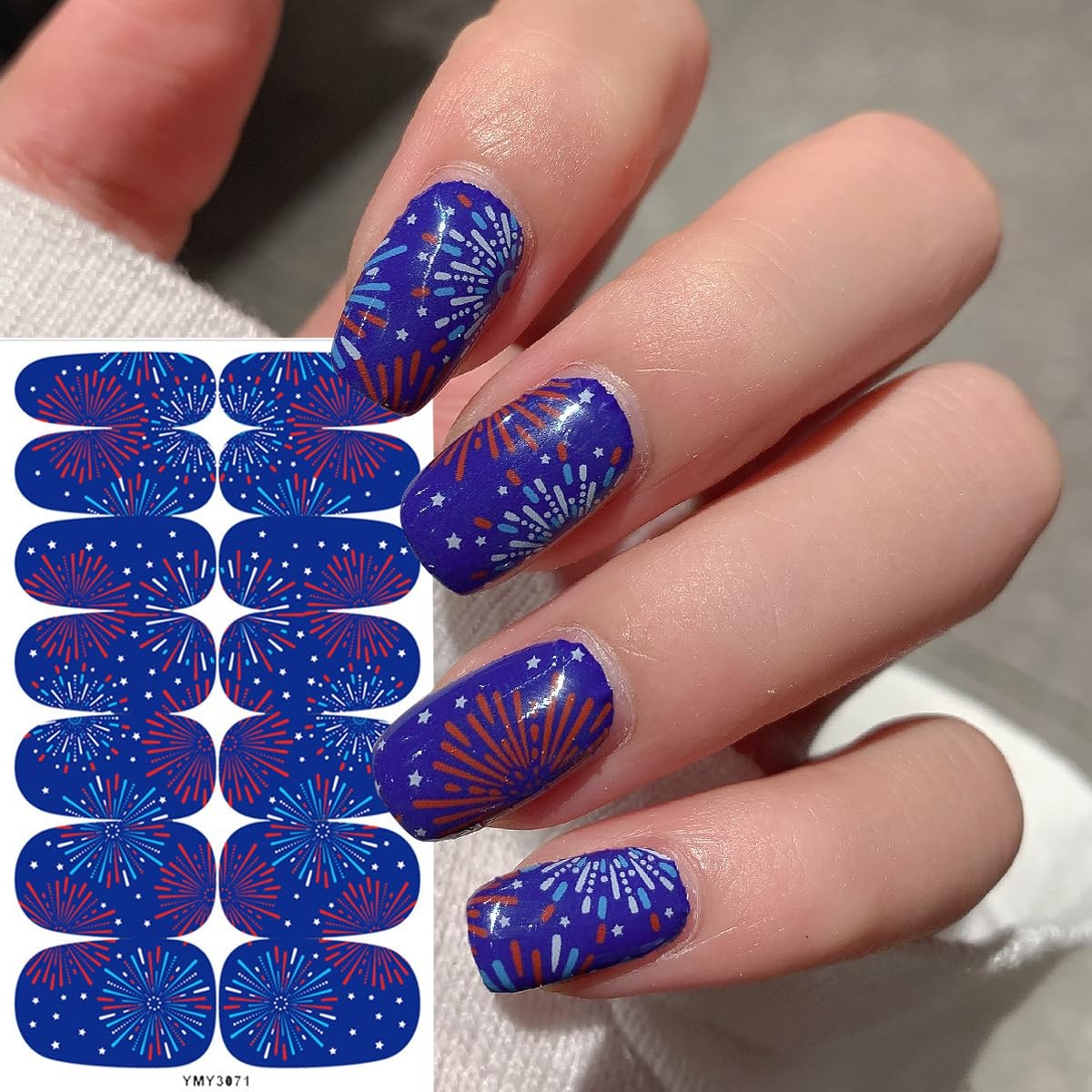 4 Sheets 4th of July Nail Gel Strips United States Flag Nail Wraps Stickers S…