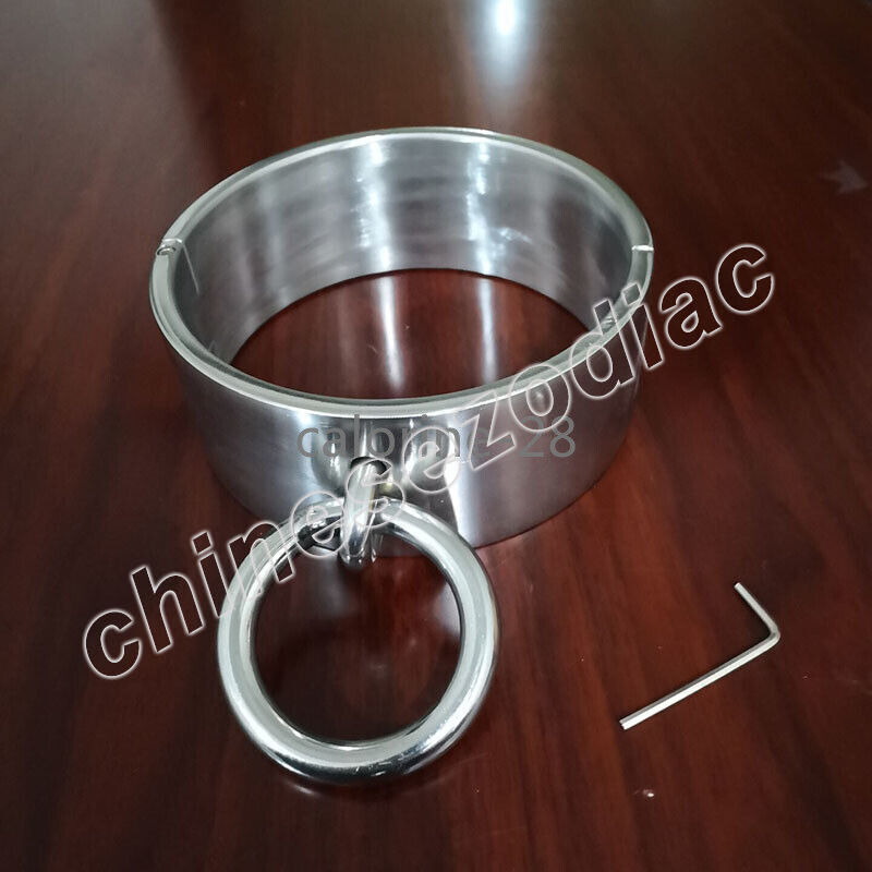 Overweight 6cm High Stainless Steel Neck Collar Cuff Big Rings Collar Restraint