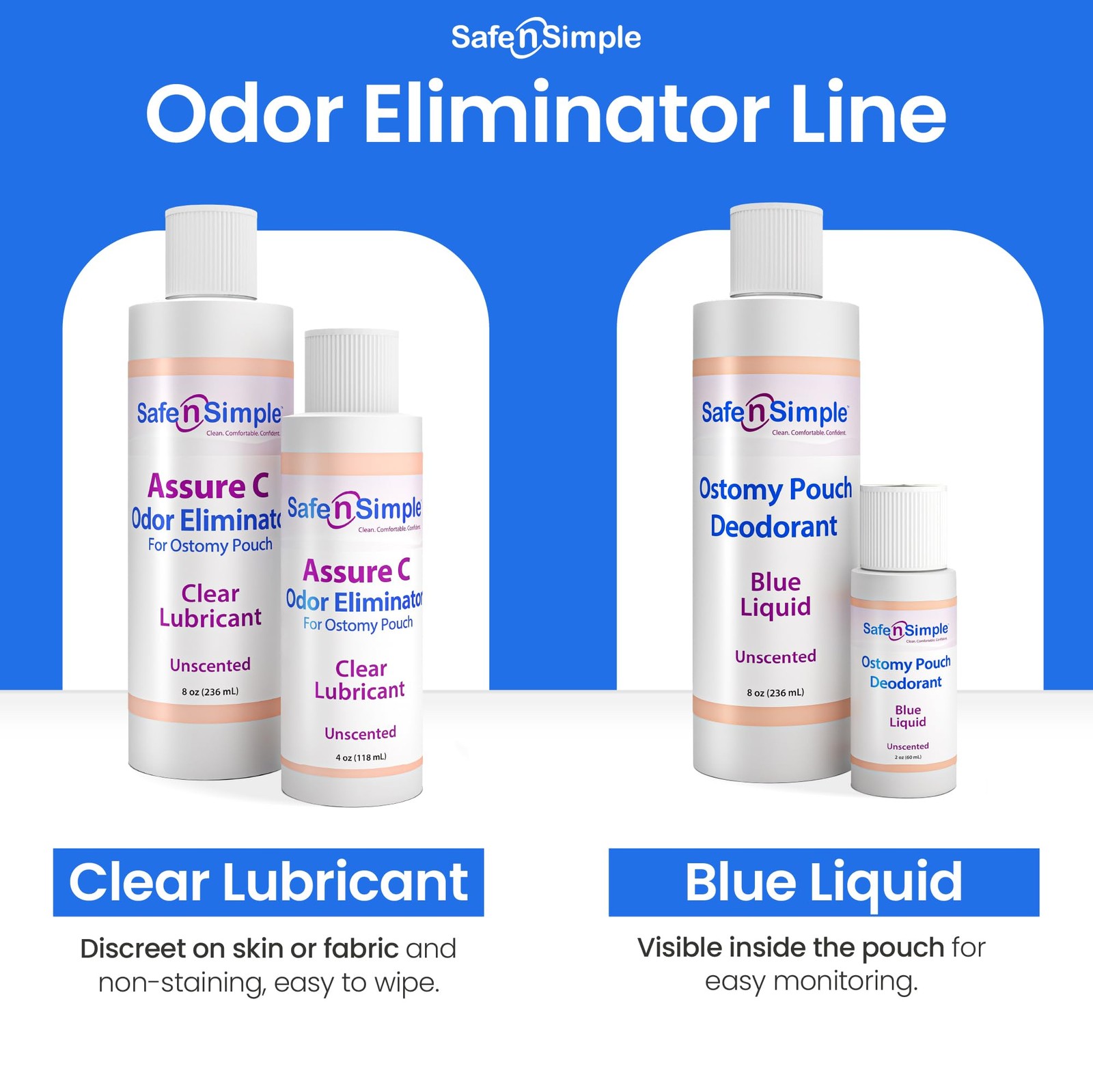 Safe n’ Simple Ostomy Deodorant Classic Blue – Odor 8 Fl Oz (Pack of 1),