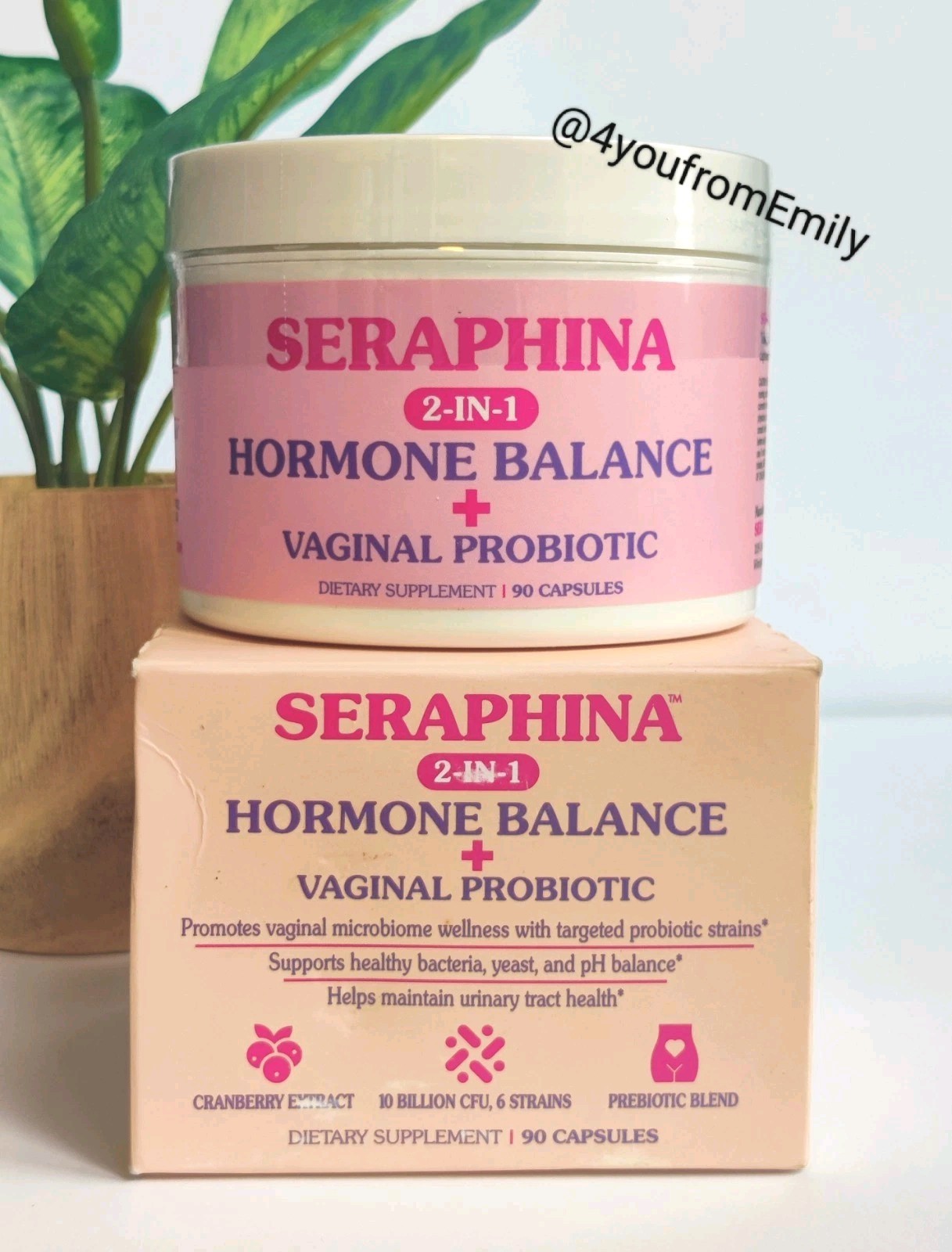 Seraphina 2 in 1 Hormone Balance + Vaginal Probiotic 90 Capsules – 04 or 05/27