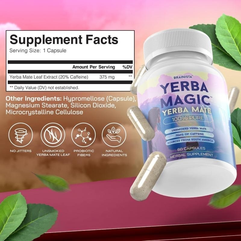Yerba Magic Capsules: 5-in-1 Yerba Mate Superblend | Natural Energy Supplement