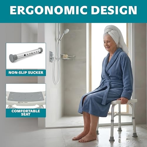 Shower Chair for Inside Shower – 400 lbs, 5-Height Adjustable Bathroom Stool