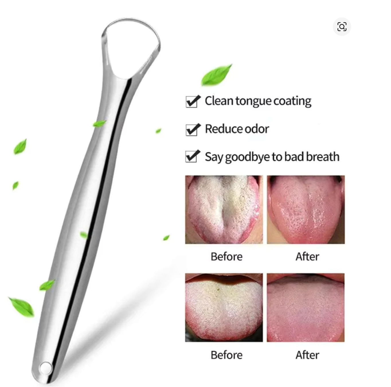 1Pcs Portable Single Layer Tongue Scraper Reusable Stainless Steel Oral Mouth Br