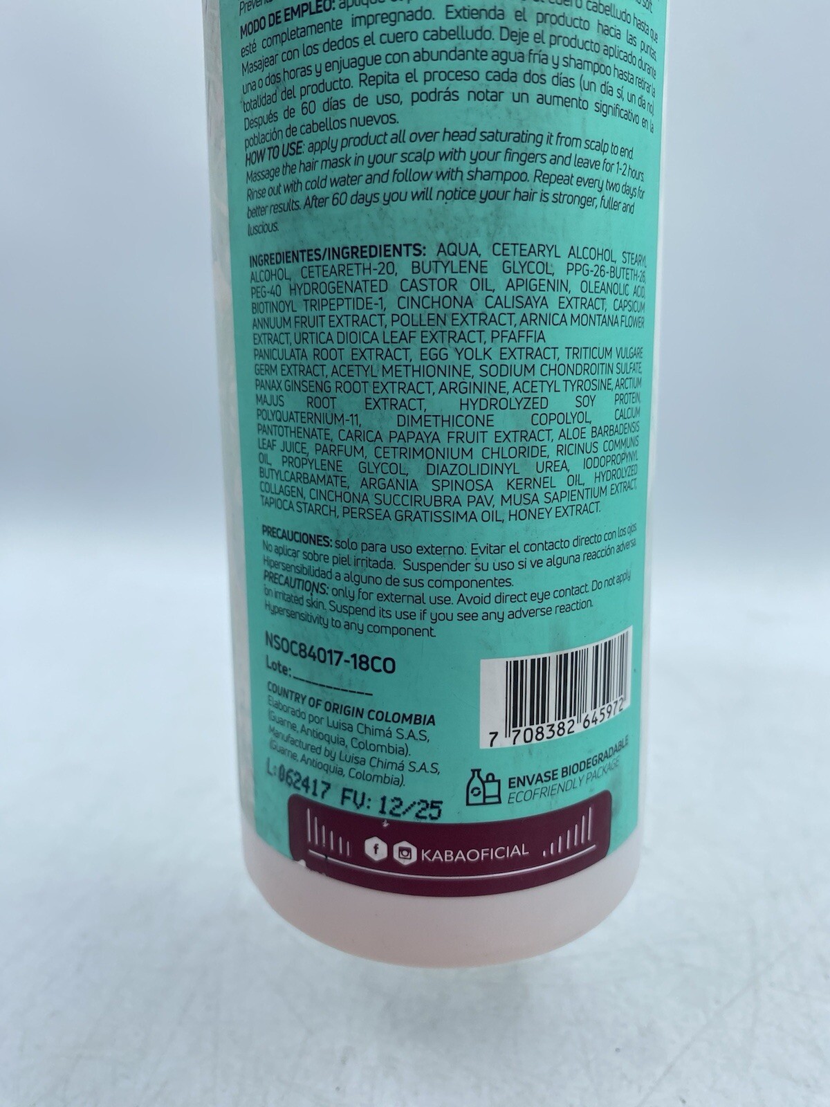 Kaba Bio Hair Mask, Paraben-Free, 16.9 oz. – EXP: 12/25
