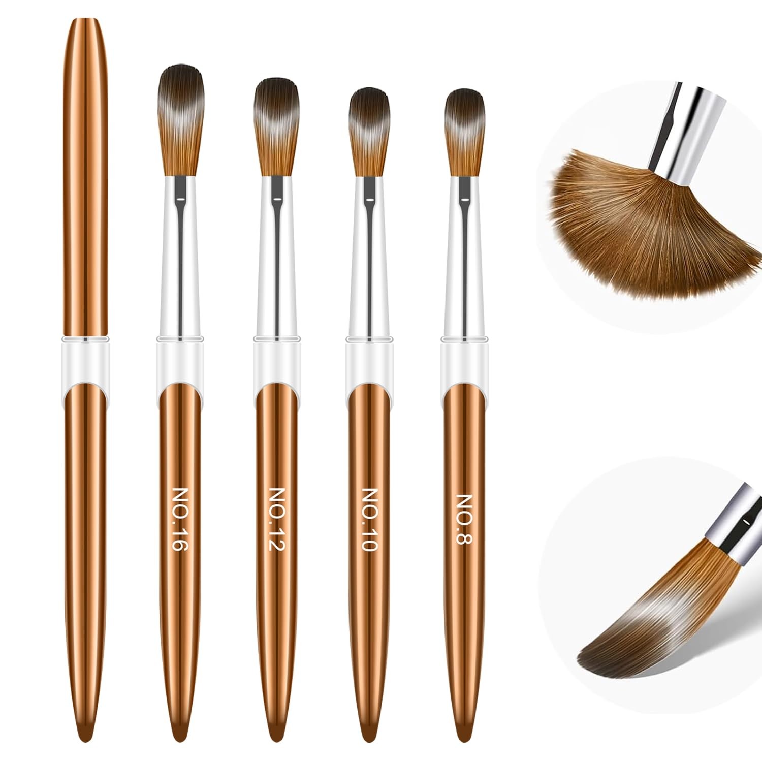 MUSILAN Acrylic Nail Brush Set, 4pcs Size 8/10/12/16 Professional Art 1
