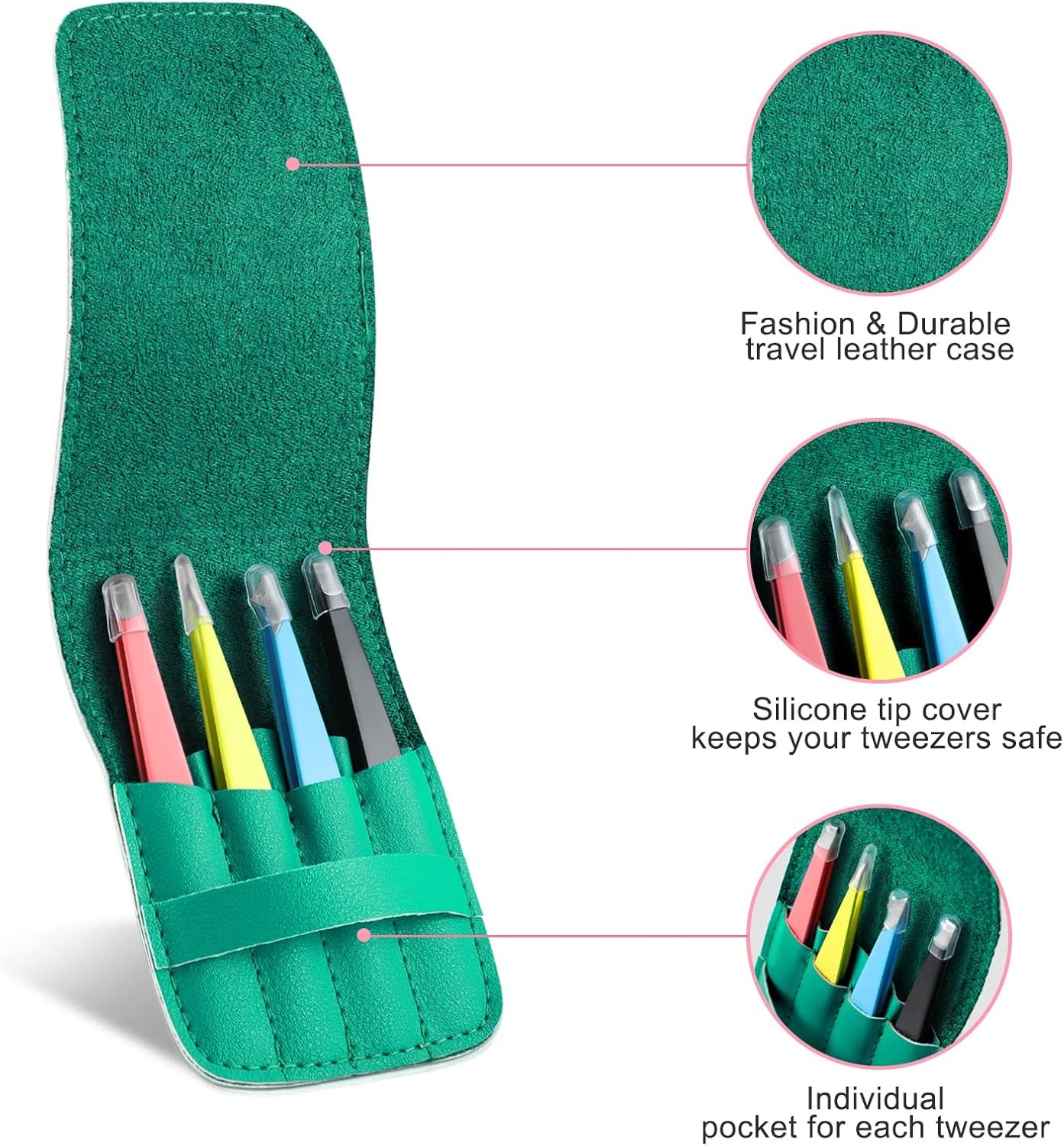 Eyebrows Tweezers Set, 4Pcs Stainless Steel for Women Multi-color