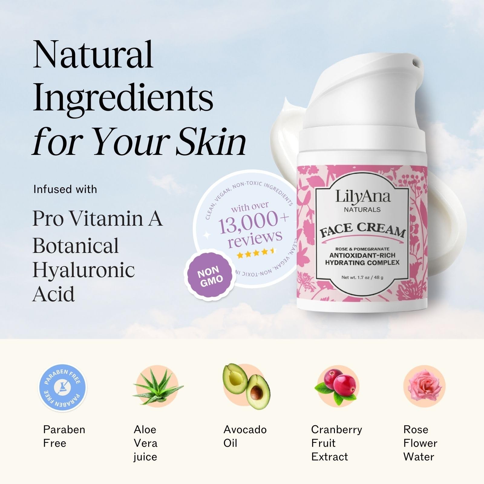 LilyAna Naturals Face and Neck Moisturizer for 1.7 Ounce (Pack of 1),