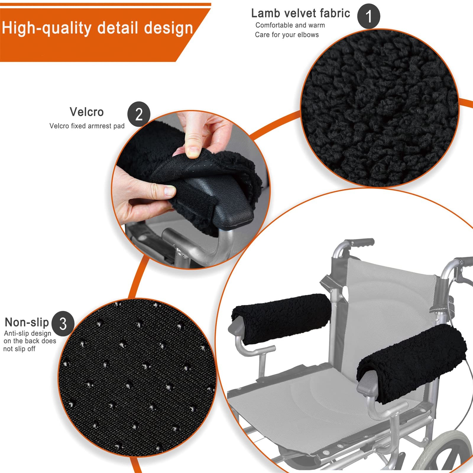 Wivmypog Wheelchair Armrest Pads, 2 Pack Pads B, As Pictures Show