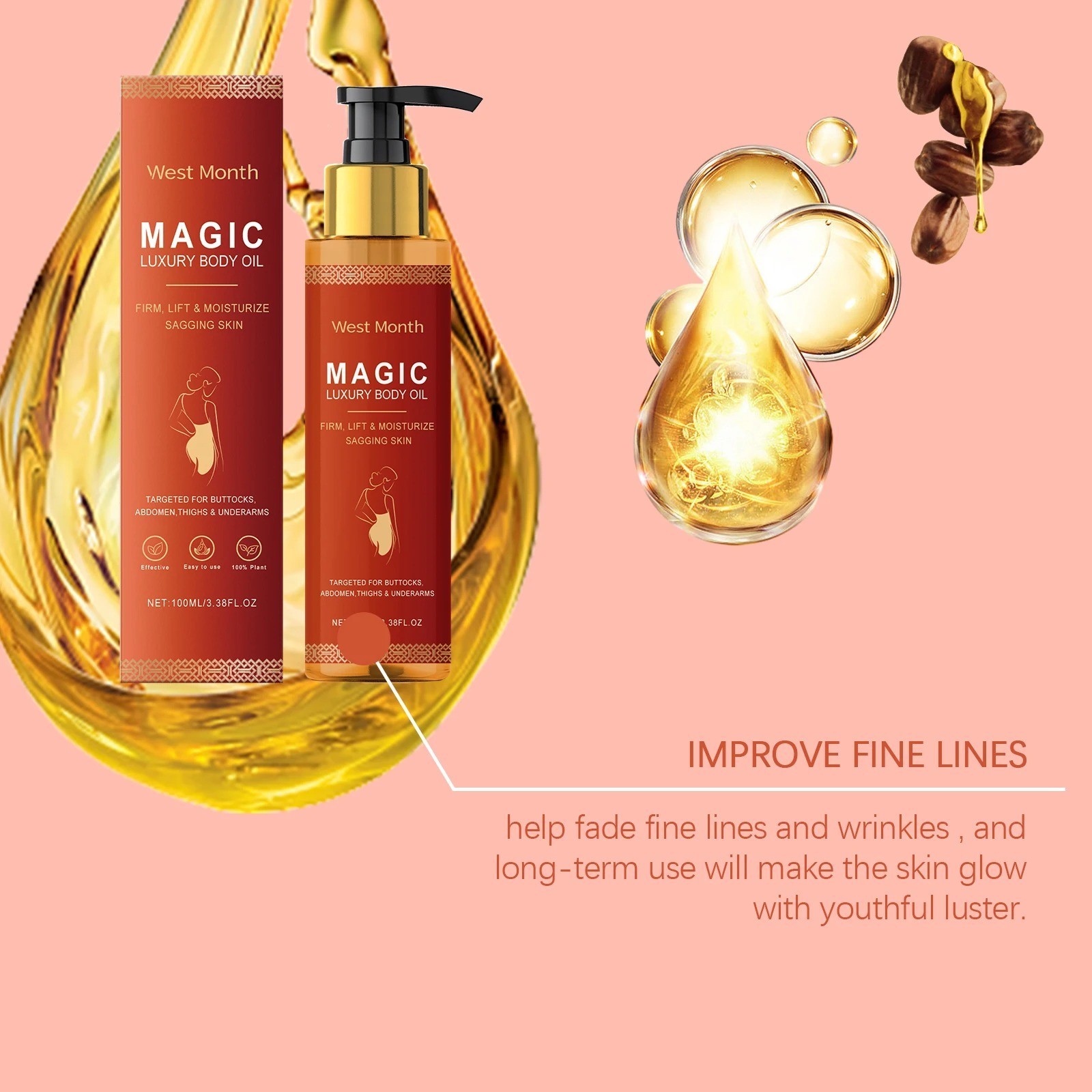 Besque Magic Luxury Body Oil Firms Tighten & Hydrate Loose Skin Pump