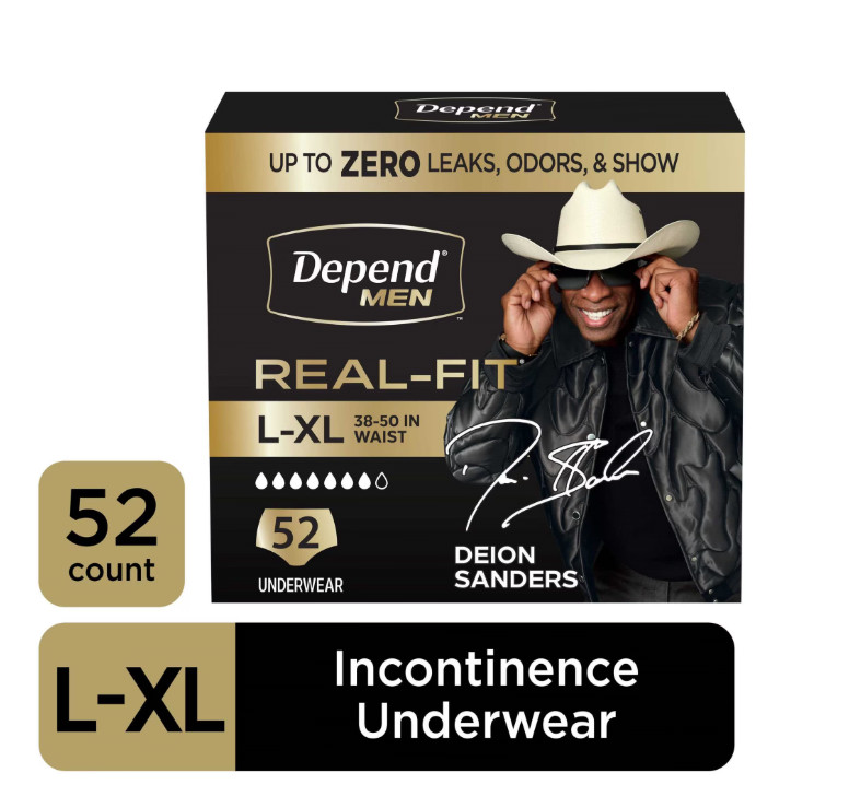 Depend Real Fit Incontinence Underwear for Men, Adult Diapers, L/XL, Grey, 52 Ct