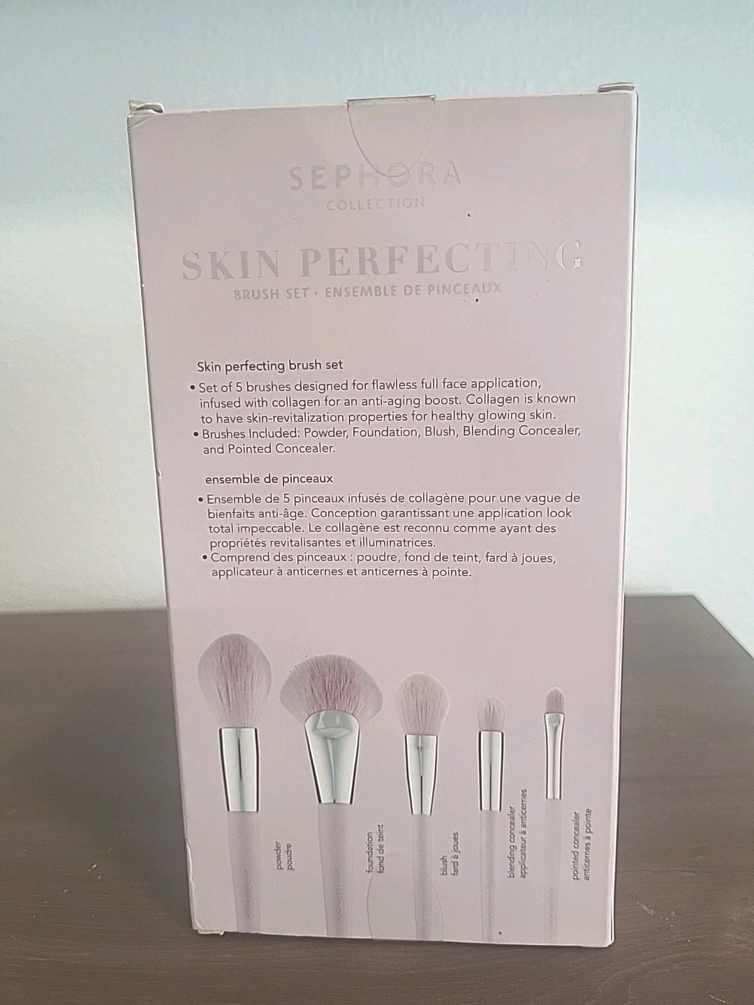 SEPHORA COLLECTION Skin Perfecting 5 Pc Brushes w/Collagen Damaged Stained Box