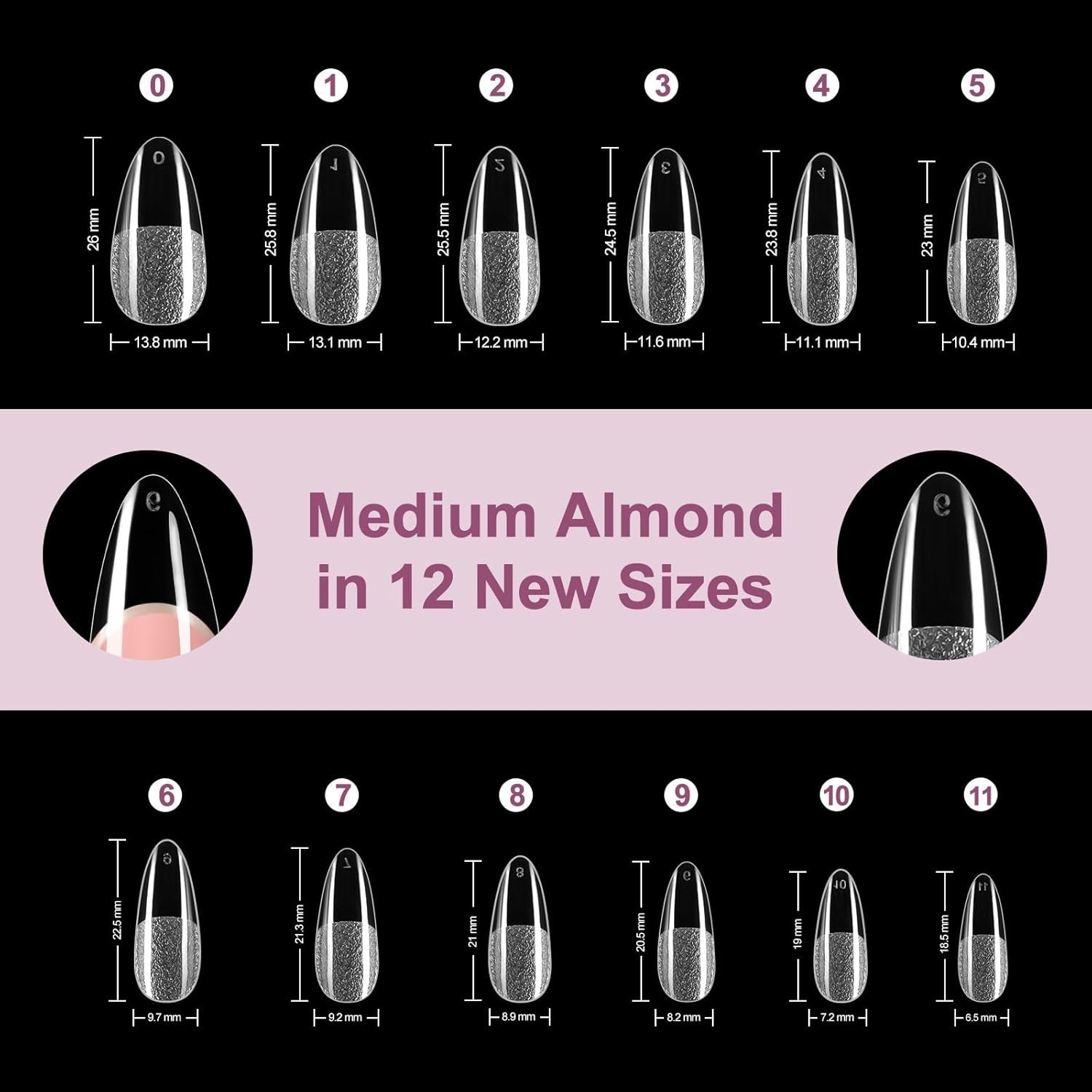 216Pcs Pre-Etched Gel Nail Tips – Medium Almond with Easy Application System