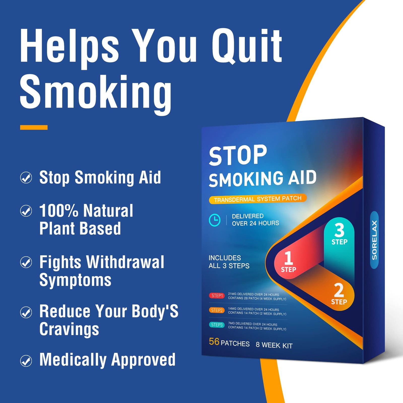 56 Patchs – Stop Smoking Aid Patches Step 1 2 and 3 – Best Product to Quit…