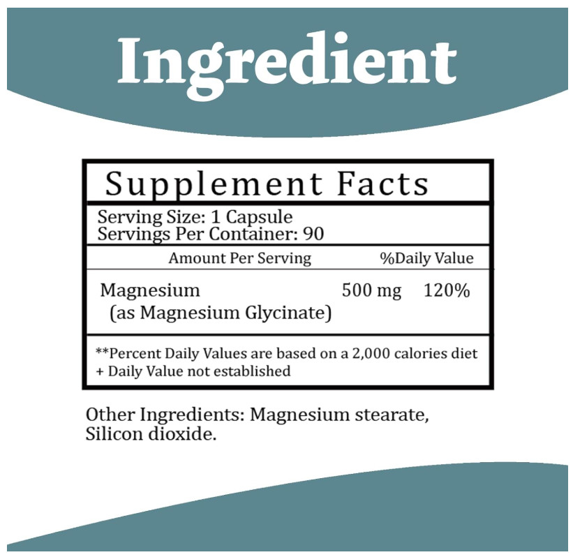Magnesium Glycinate 500mg 90 Capsules Sleep Aid Muscle Support Gentle Stomach