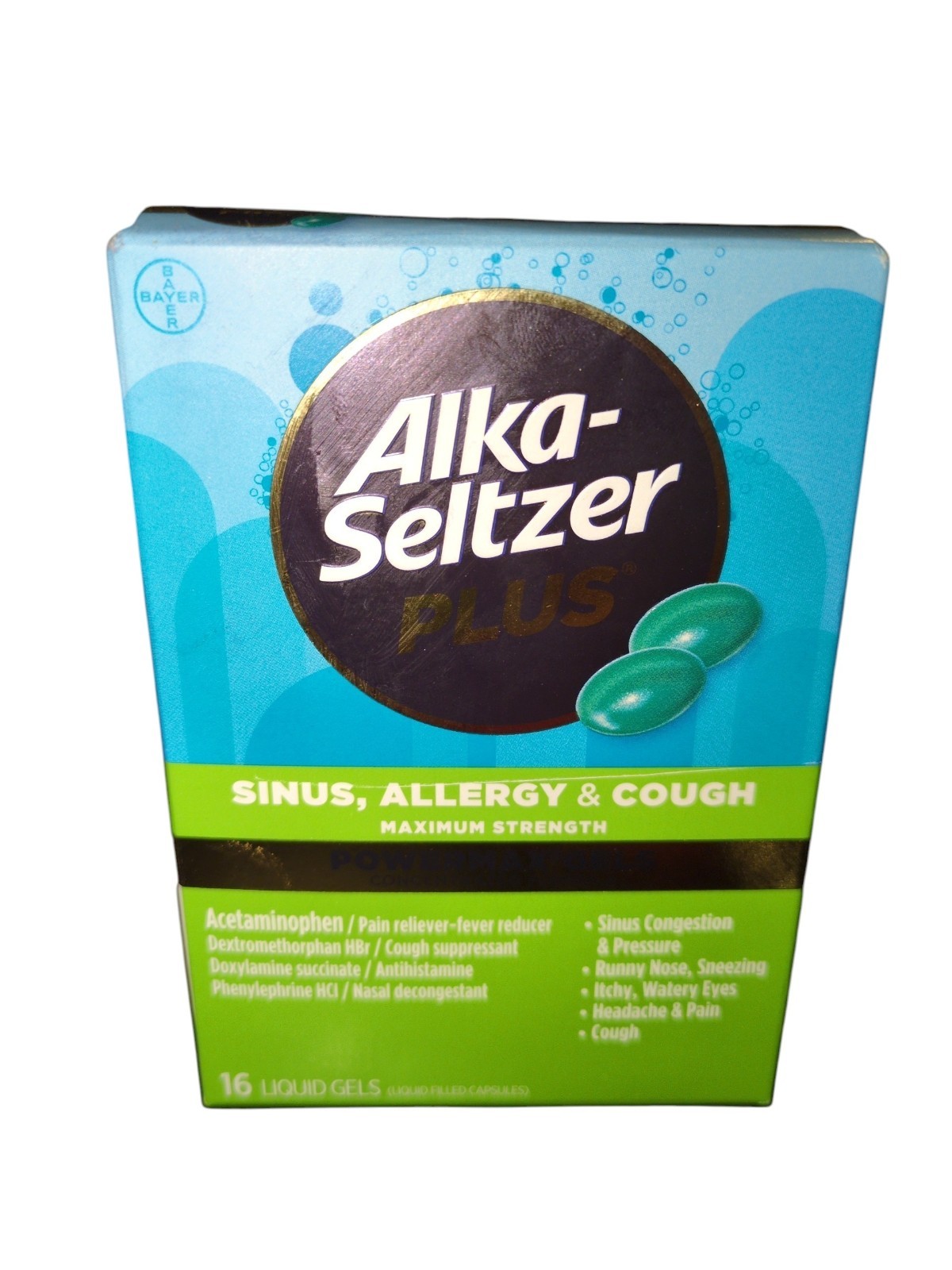 (2) Alka-Seltzer Plus Max Strength PowerMax Gel Sinus Allergy Cough Exp 06/2027