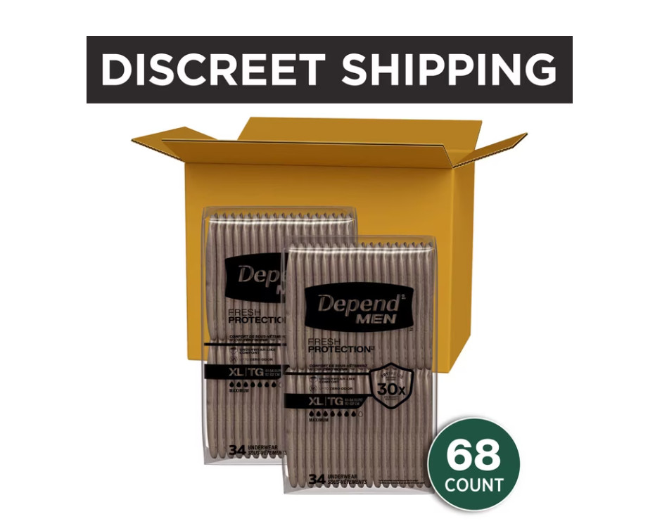 Depend Fresh Protection Men Incontinence Underwear XL 68 Ct Adult Diapers
