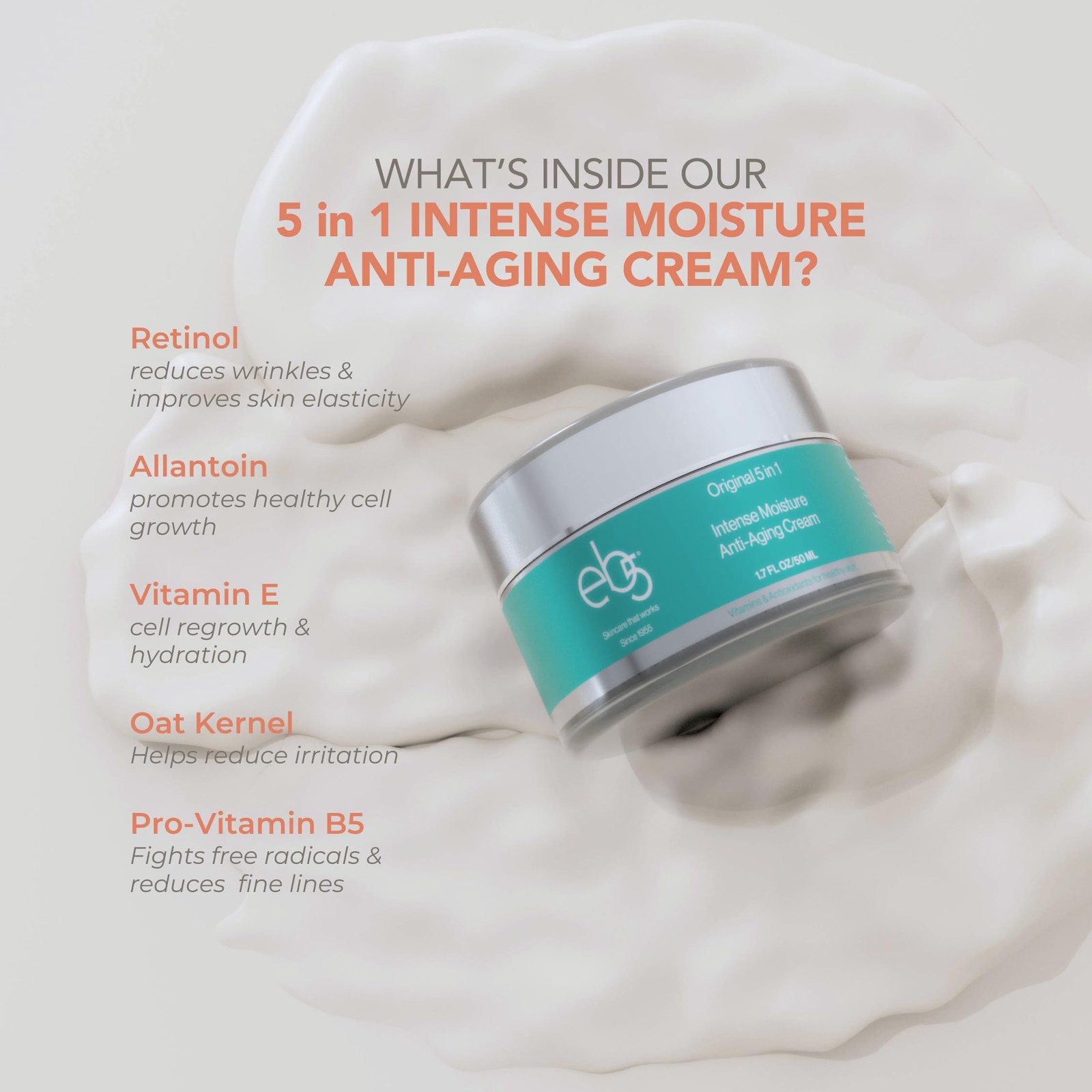 eb5 intense moisture anti-aging face cream | tone tighten skin/ retinol