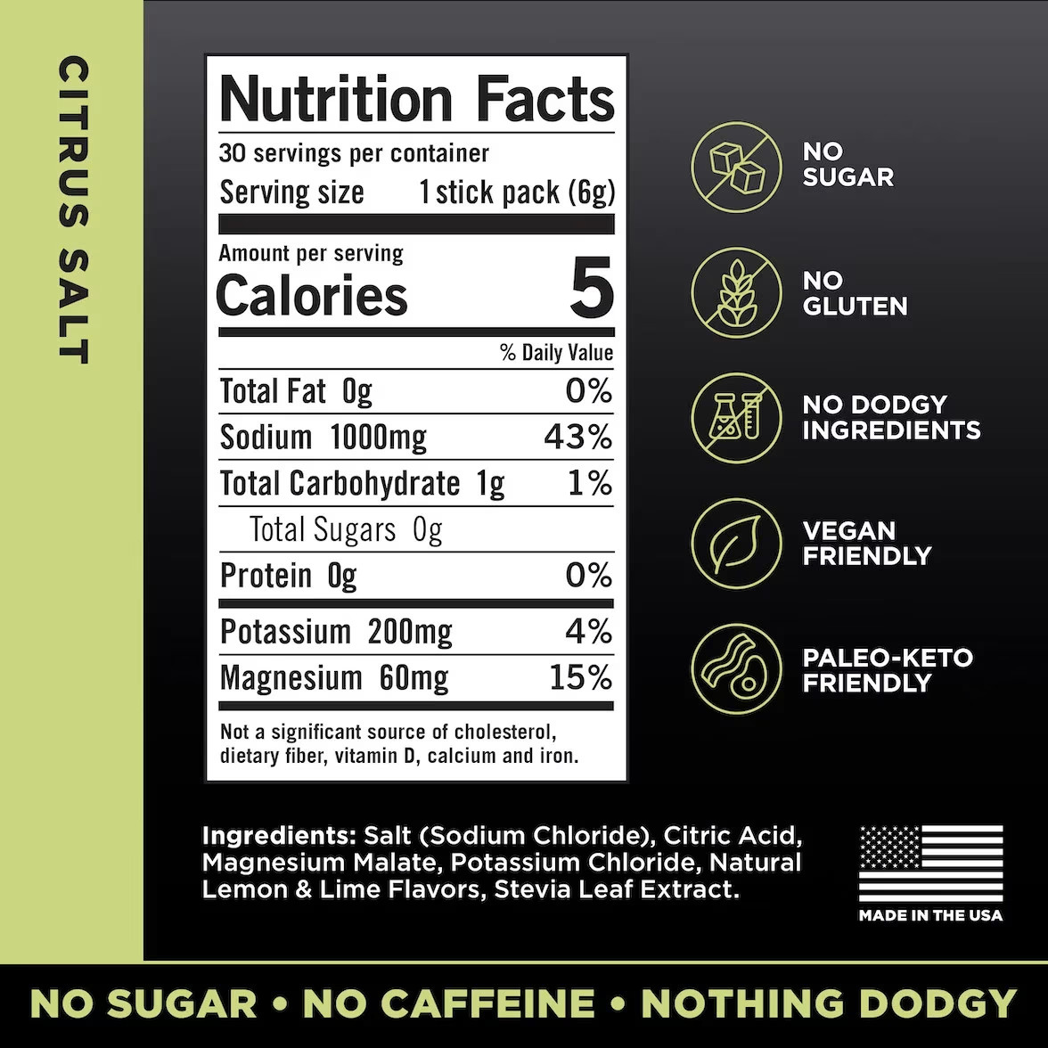 LMNT Zero-Sugar Electrolytes Citrus Salt 30 Packs Exp 01/2027