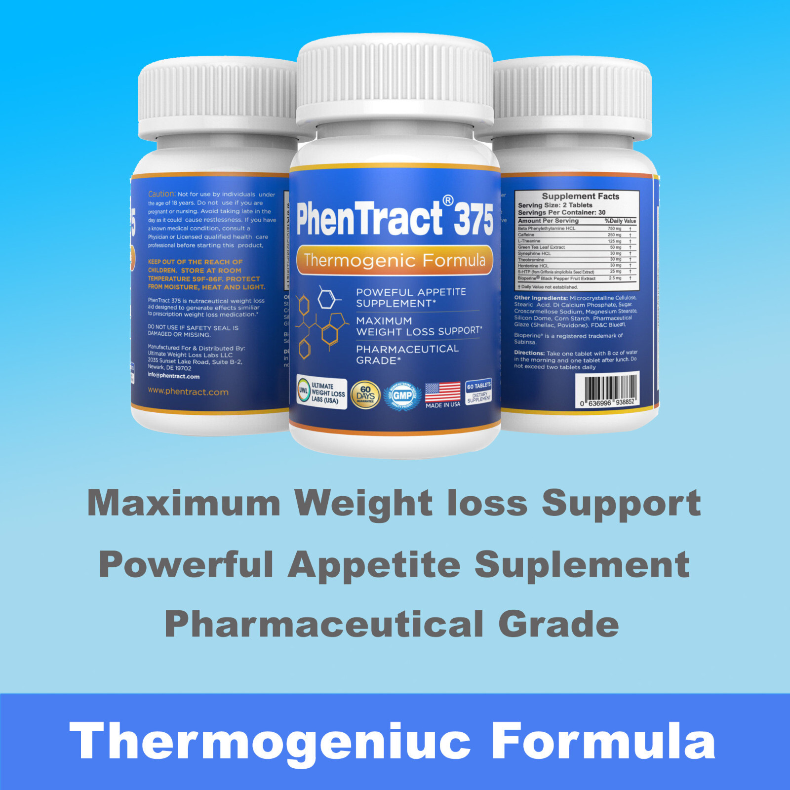Diet Pills Phen Weight Loss Diet Pills 60 CT Phentemine Phentract375® Fat Burner