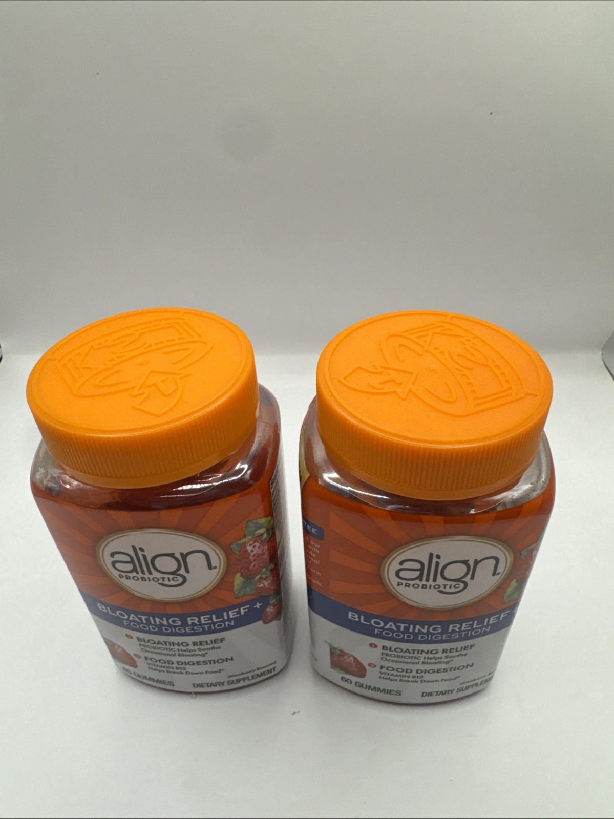 Lot (2) Align Probiotic Bloating Relief + Food Digestion B12 60ct. Exp. 12/25+