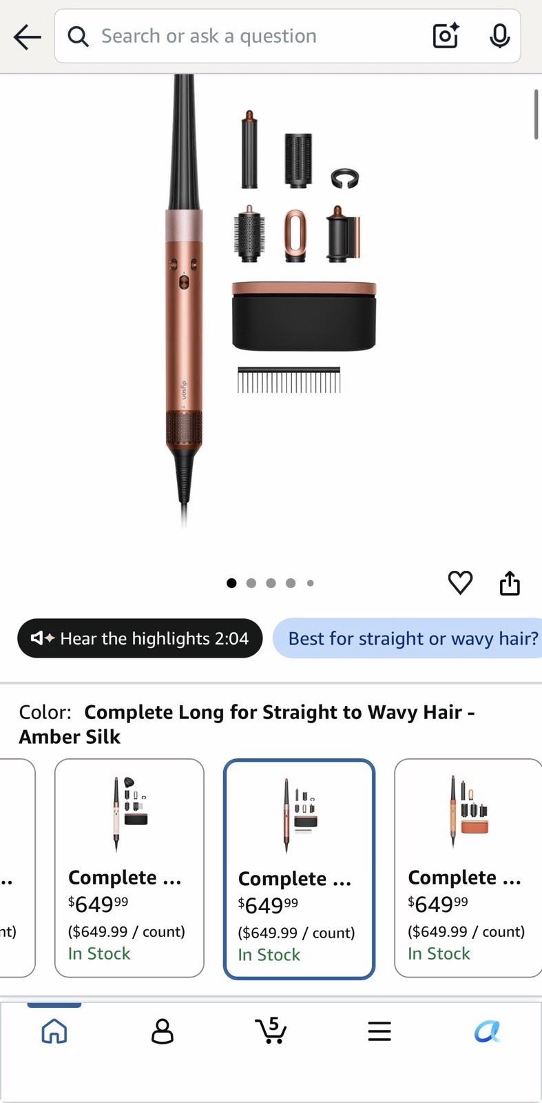 Dyson Airwrap i.d. Multi-Styler Straight+Wavy Long 1.6in – Amber Silk HS08