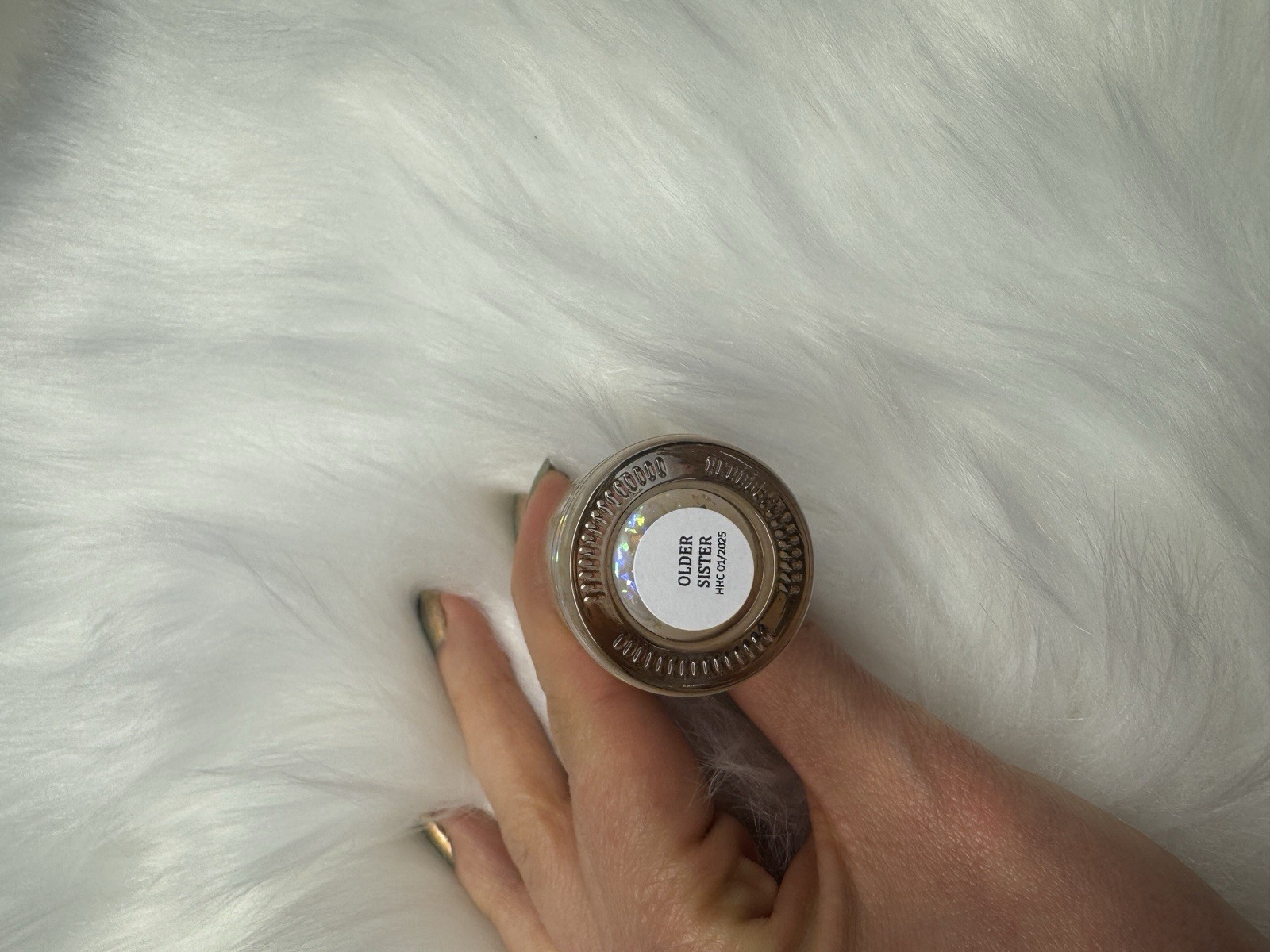 ELBE indie nail polish HHC 01/2025 HI, IM MARGO Duo Flakes GREEN Iridescent Jely