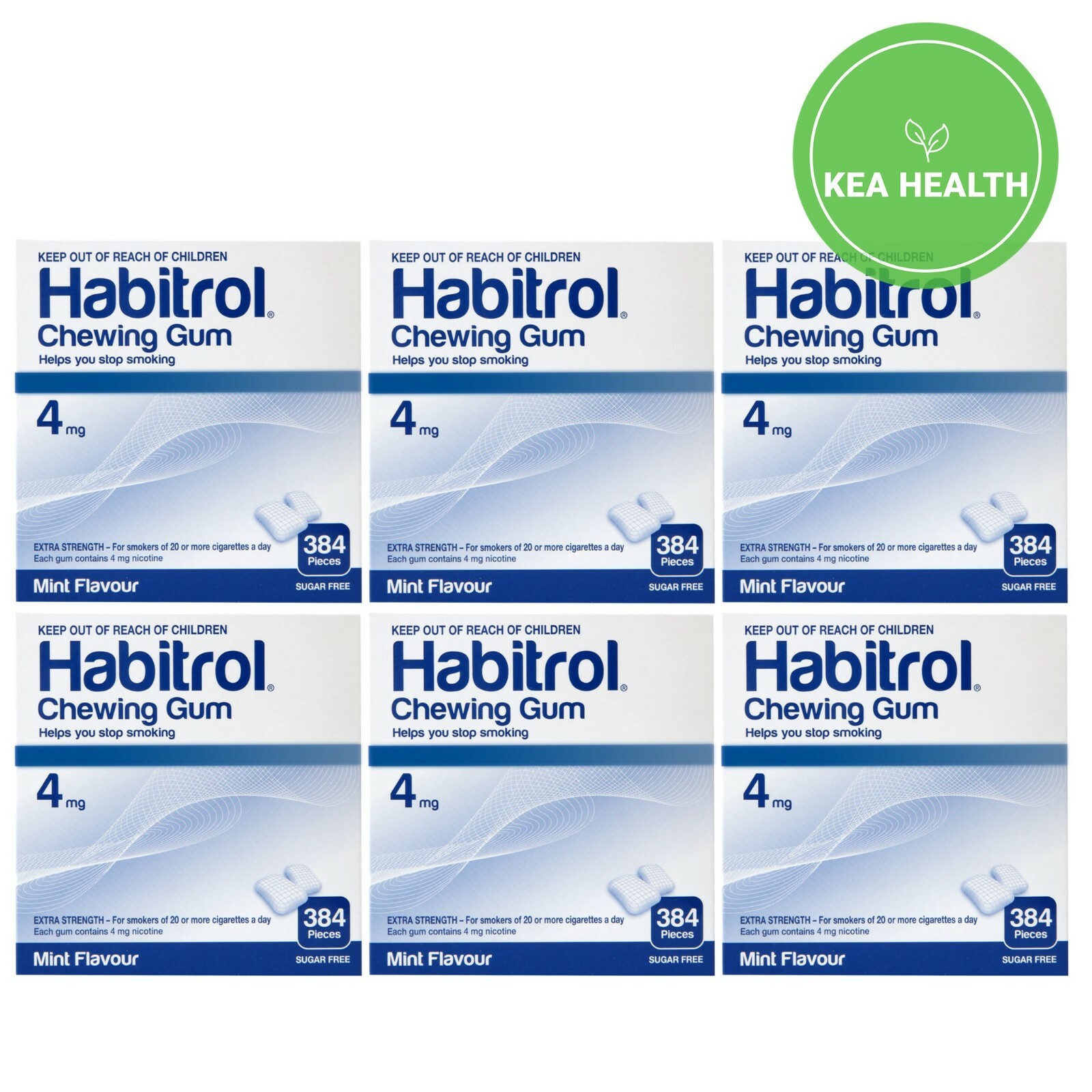 Habitrol Nicotine Gum 4mg MINT 2,304 pieces – 6 BULK boxes – QUIT Smoking Now