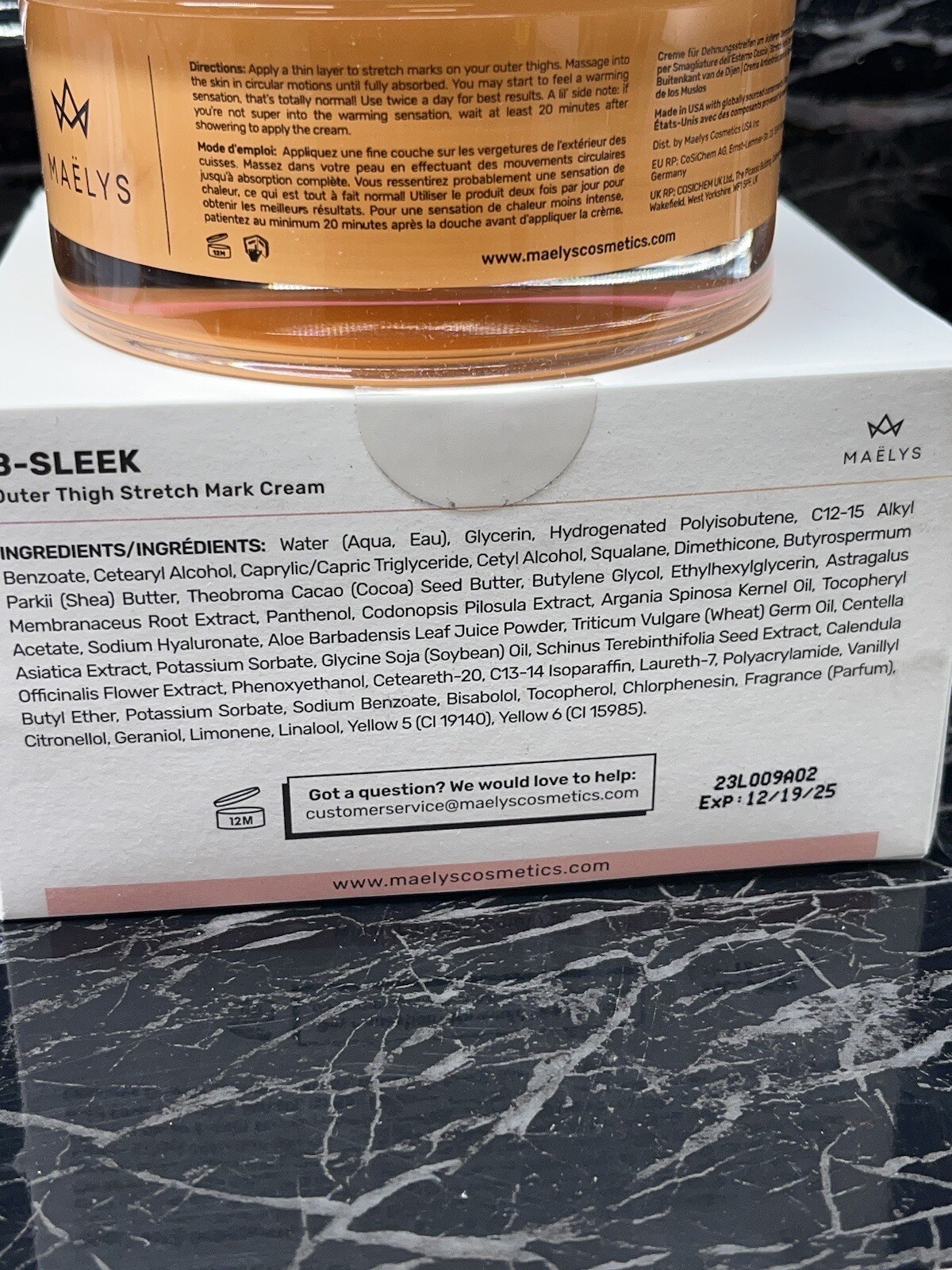 MAELYS B-Sleek outer thigh stretch mark cream 3.38 oz New In Box 🔥Sale 🔥