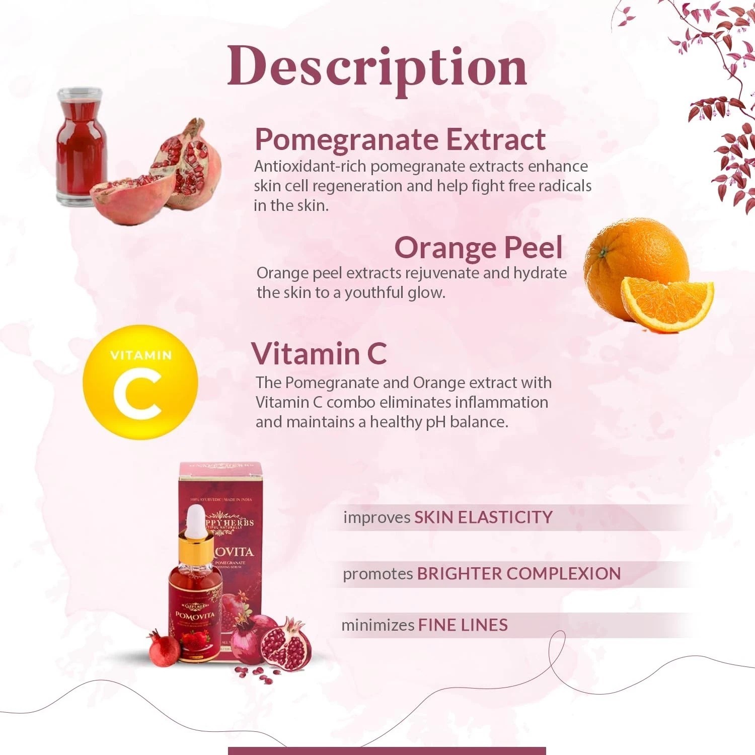 Haappy Herbs Pomovita Vitamin C Pomegranate Radiance Boosting Serum 30ml