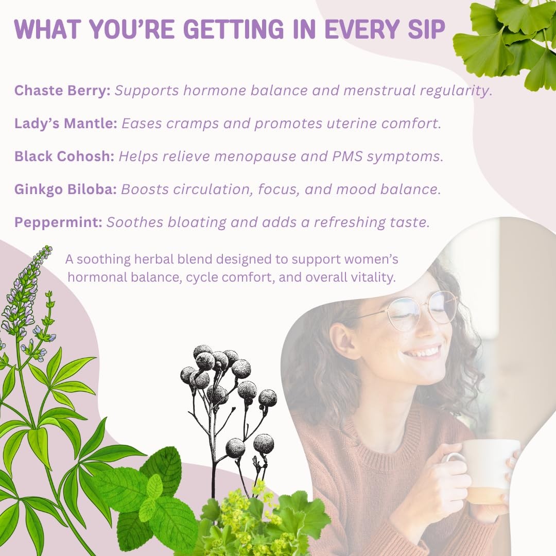 Hormonal Balance Herbal Tea for Women – Caffeine-Free | Supports Menstrual Co…
