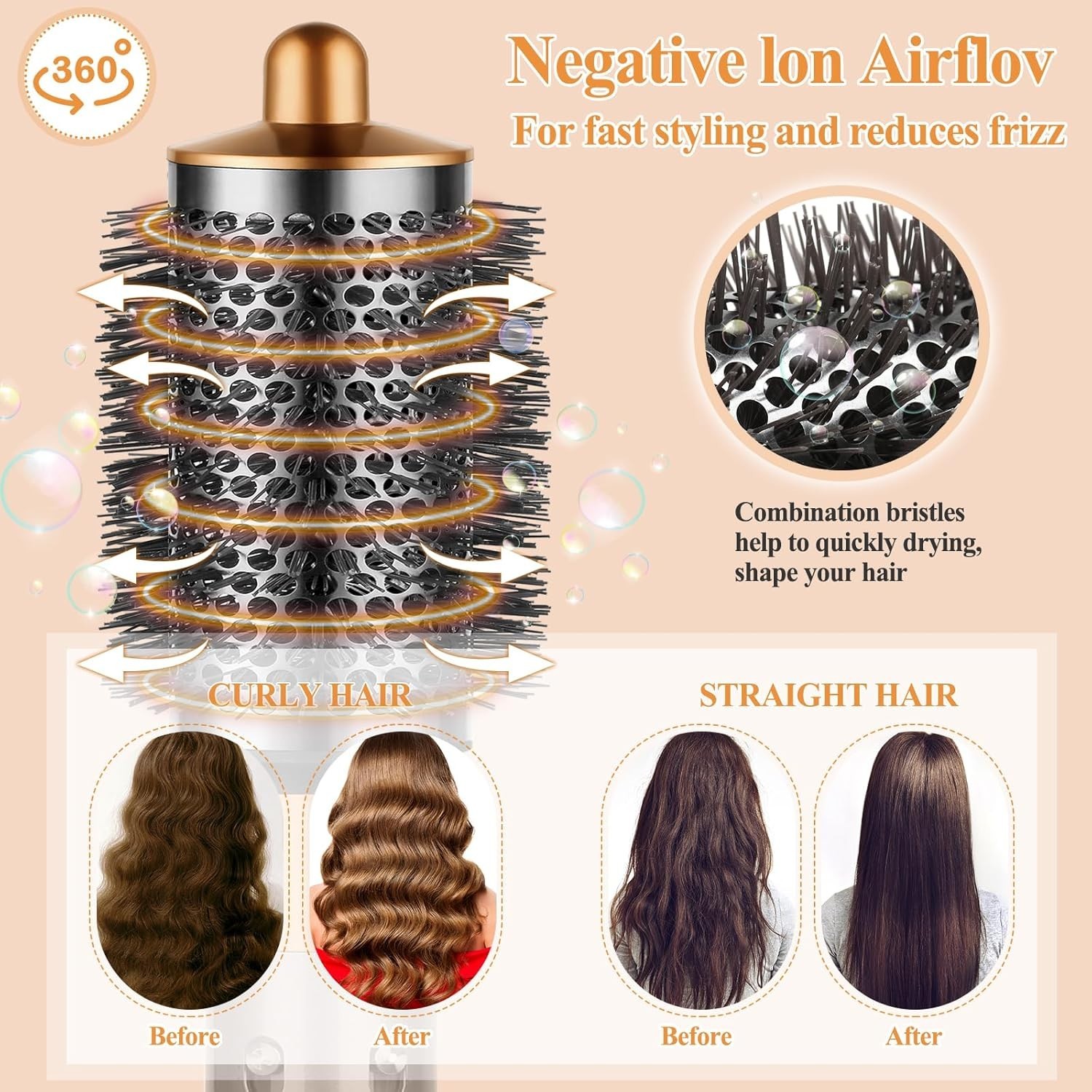 Genuine Dyson Airwrap Round Volumizing Brush Attachment, Nickel/Copper……….