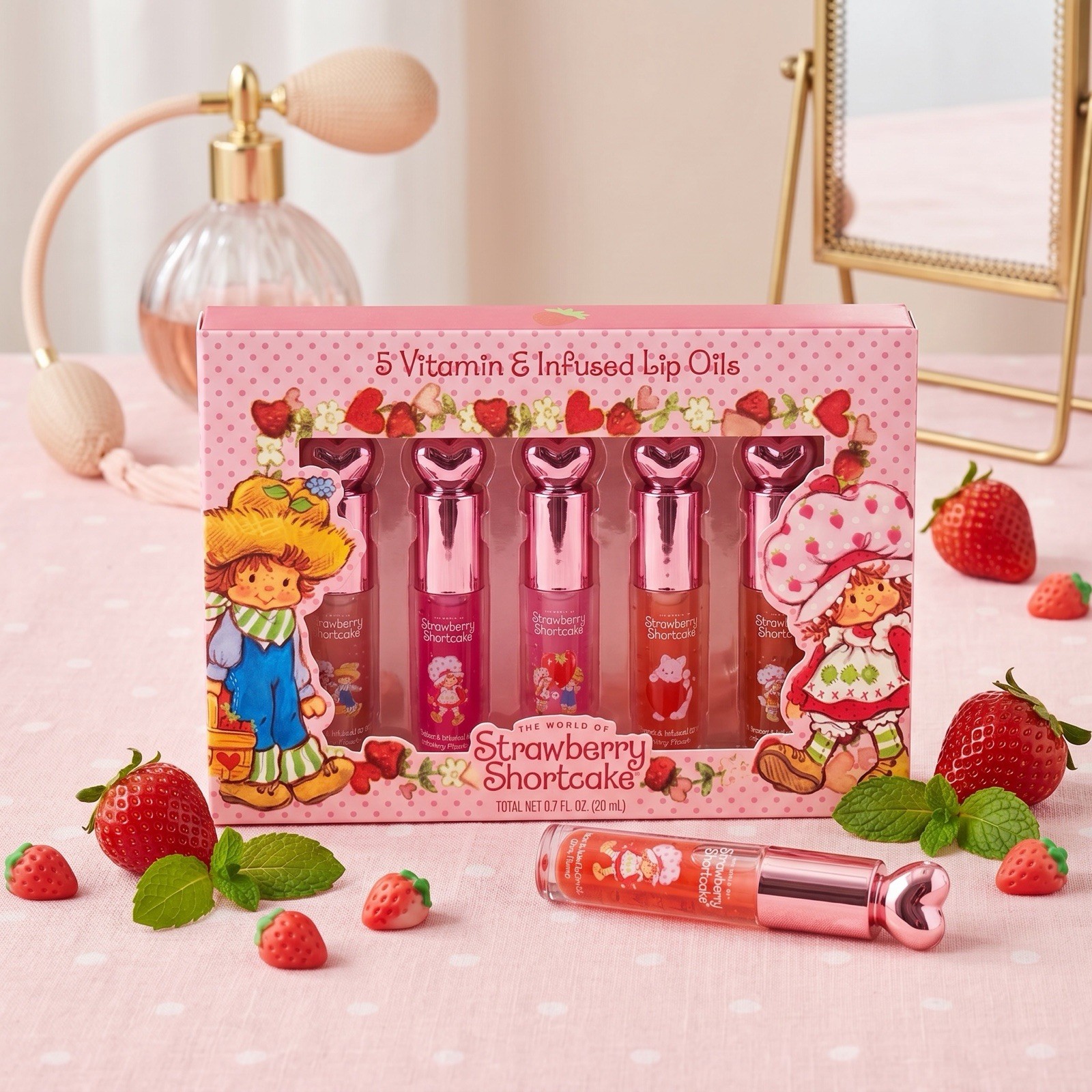 Strawberry Shortcake Vitamin E Infused Lip Oil Set 5 Pc Gift Set New 0.7 fl oz