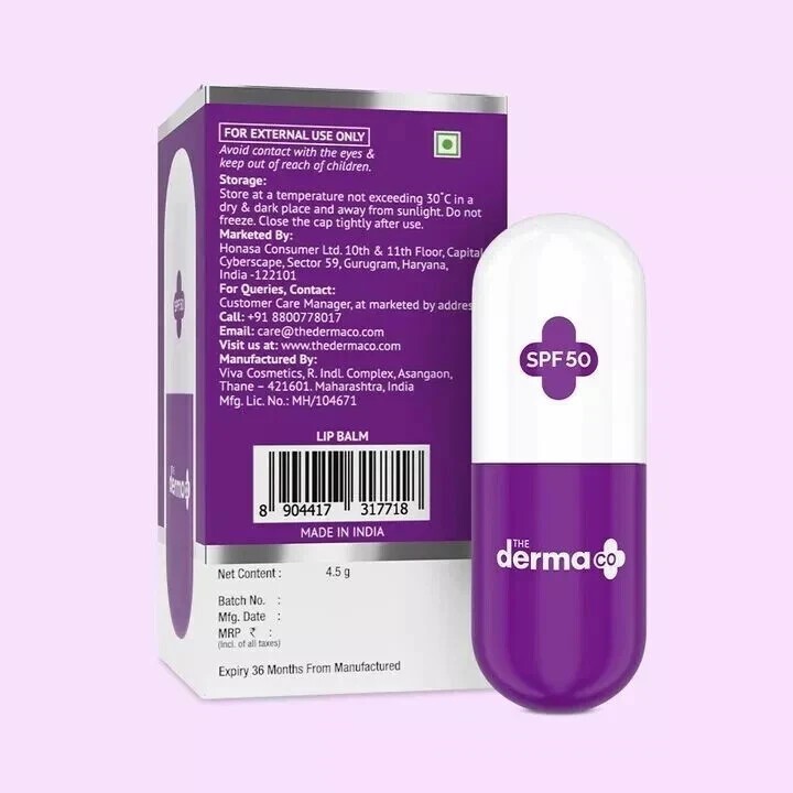 The Derma Co 1% Vitamin C Brightening Lip Balm or Dark, Pigmented, Dry Lips 4GM