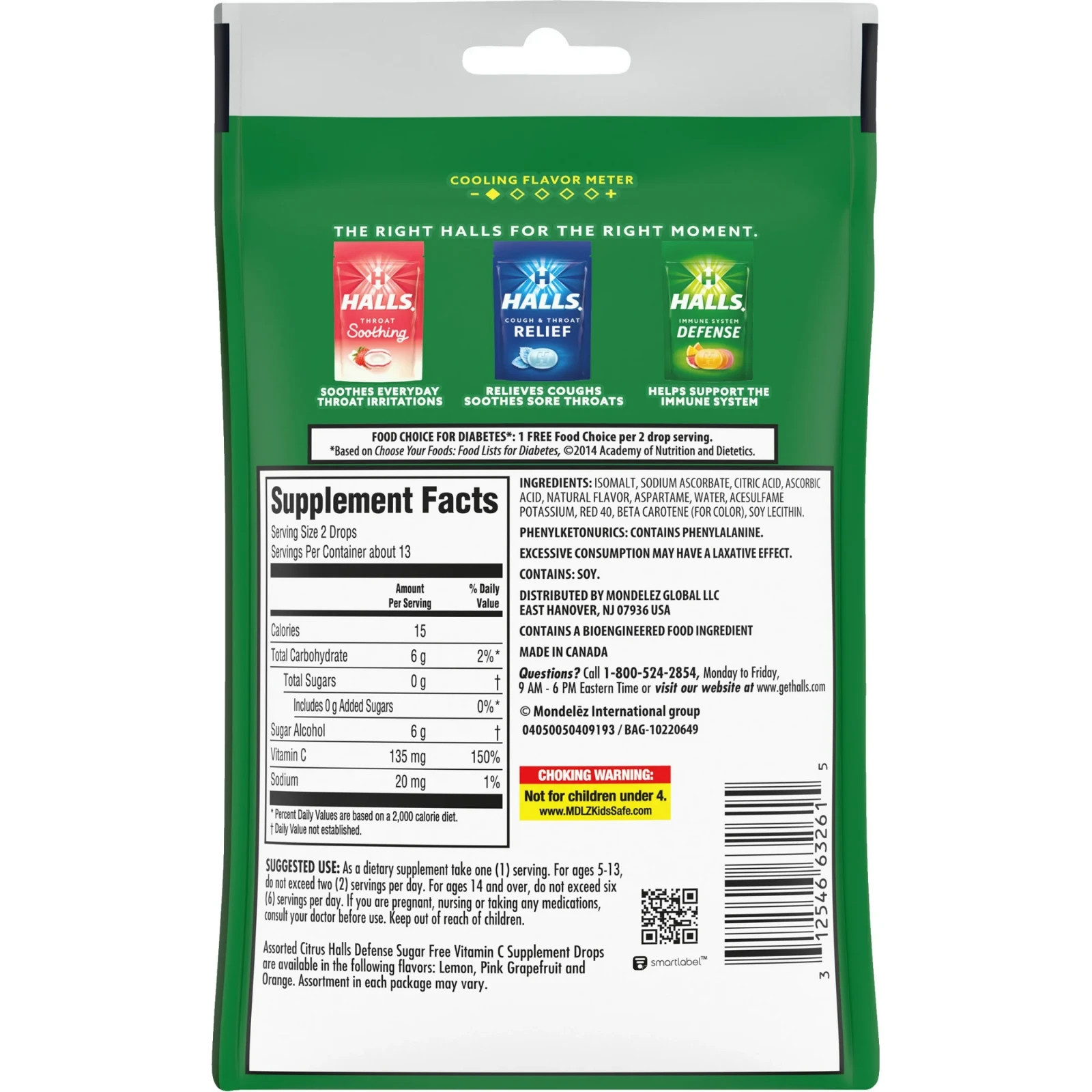 8 Pack Halls Defense Citrus Sugar Free Vitamin C Drops 200 Drops Total Fast Ship