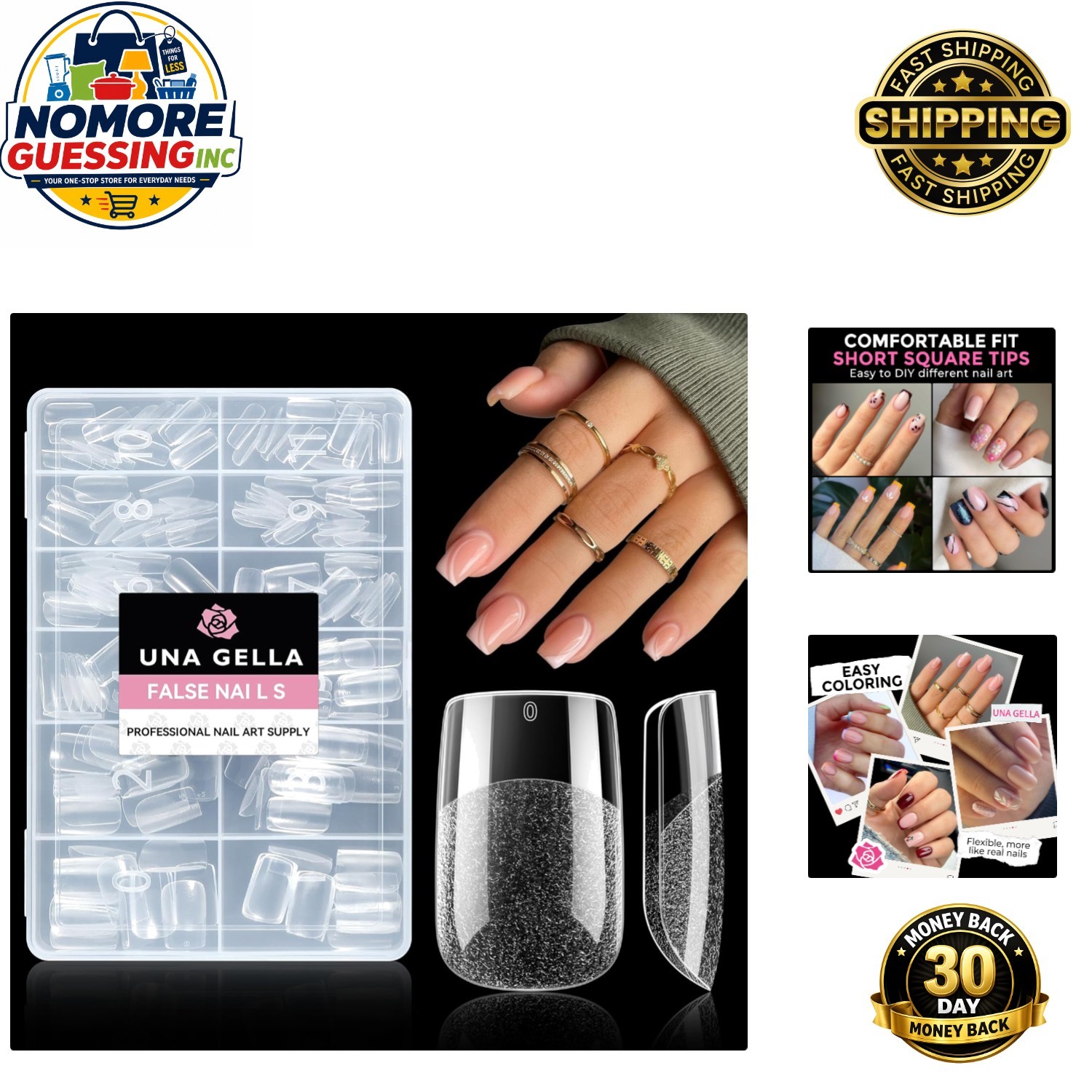 216 High-Quality Short Square Gel Nails – Easy Press-On for Home Manicures