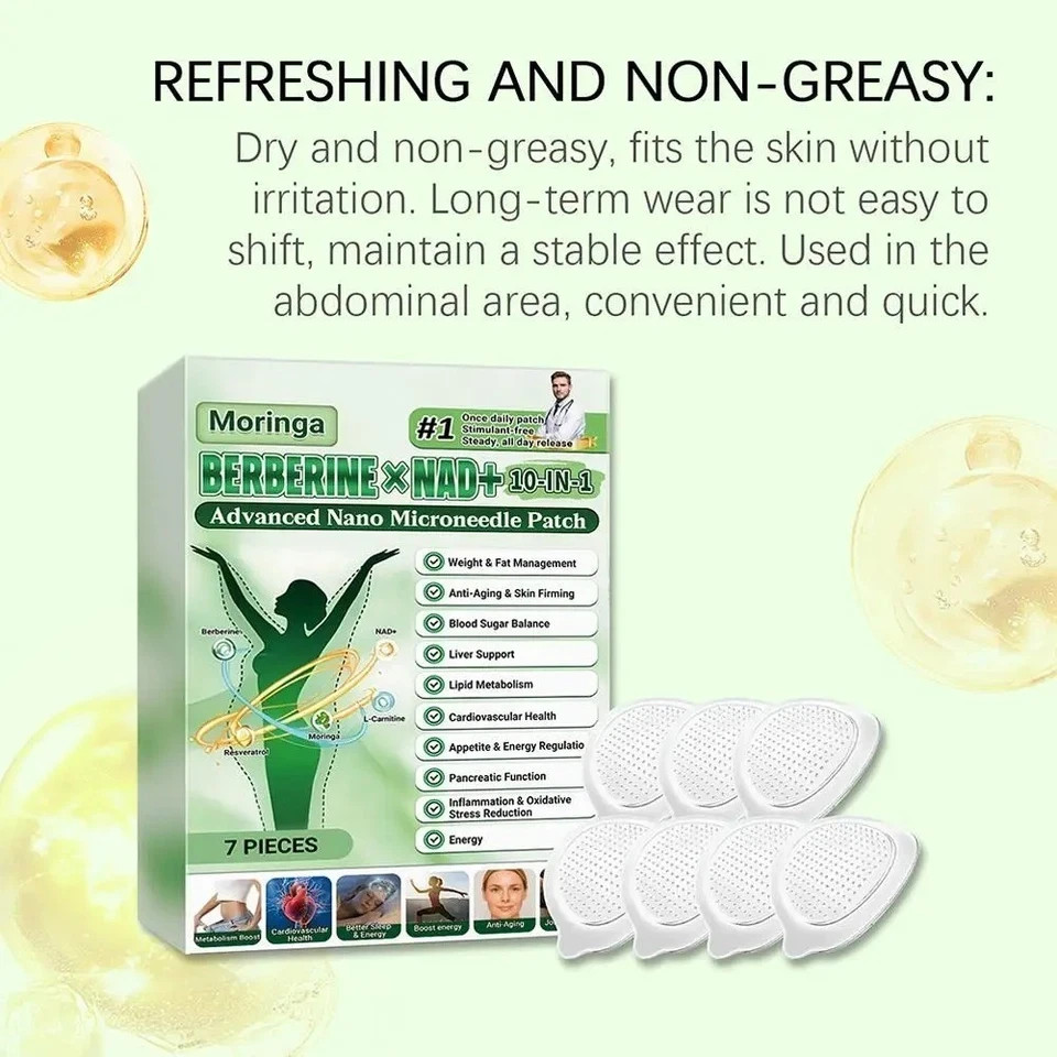 50% OFF Moringa Berberine x NAD+ 10-in-1 Advanced Nano Microneedle Patches New