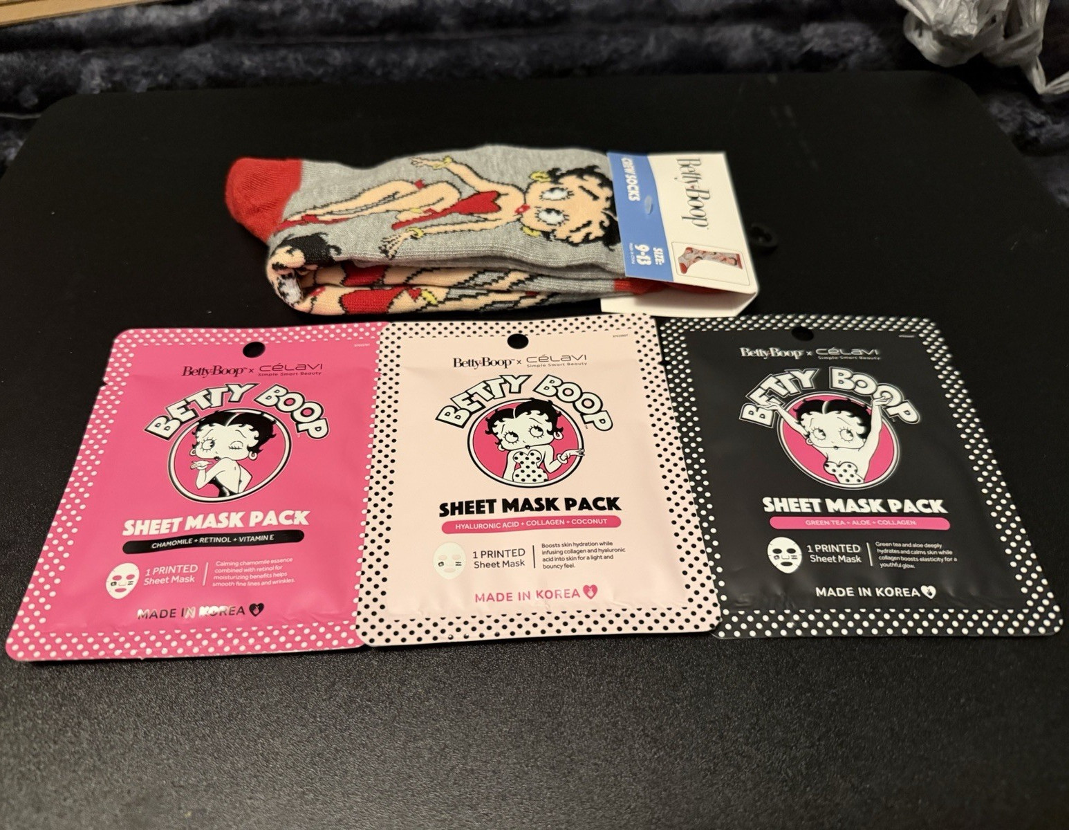 Betty Boop x Celavi Printed Sheet Mask Set of 3 Moisturizing 25mL