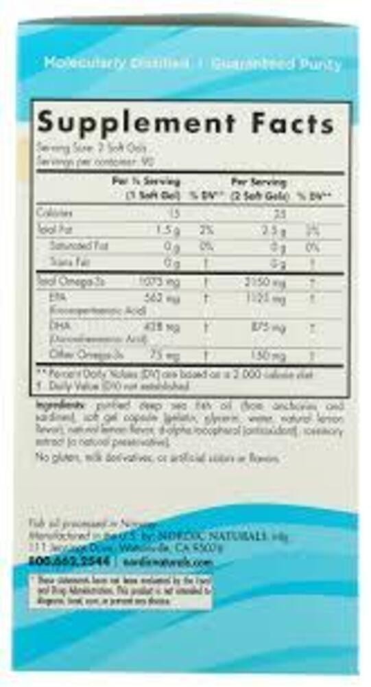 Nordic Naturals Omega 2x Fish Oil Supplement Immune Support 120 Softgels