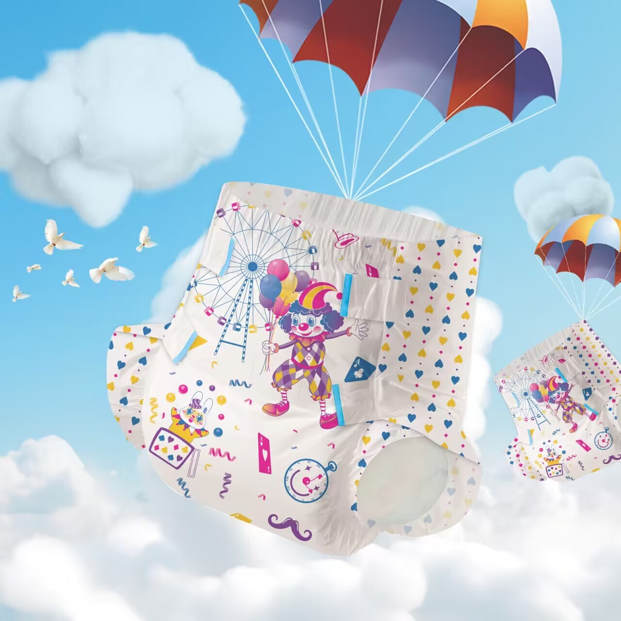 Aimisin Adult Diaper for Men Women, 7pcs Colorful Unique Print Adult Diapers