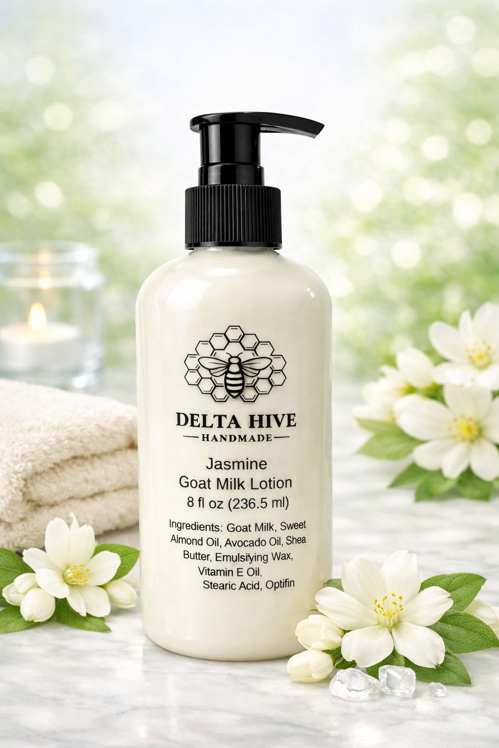 Delta Hive Creamy Moisturizing Goat Milk Lotion – Jasmine Scented 8 oz