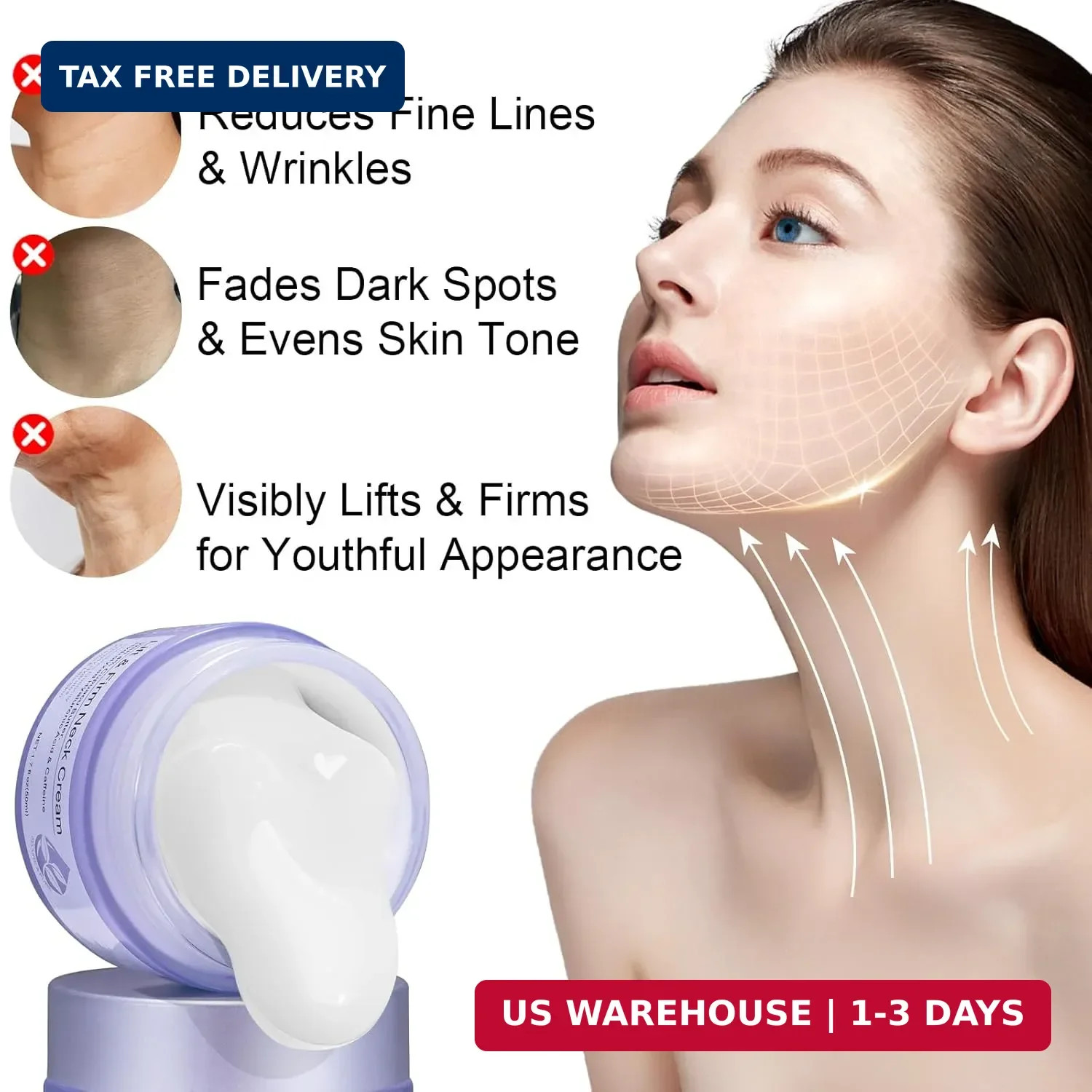 ZIXAOK Neck Creams for Tightening and Firming-Instant Face Lift Cream with Hyalu