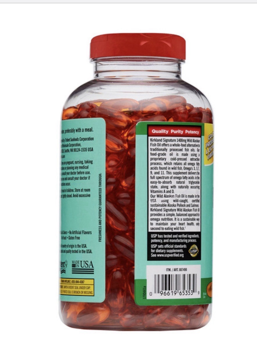 Kirkland Signature Wild Alaskan Fish Oil 1400 mg, 230 Softgels Gluten-free
