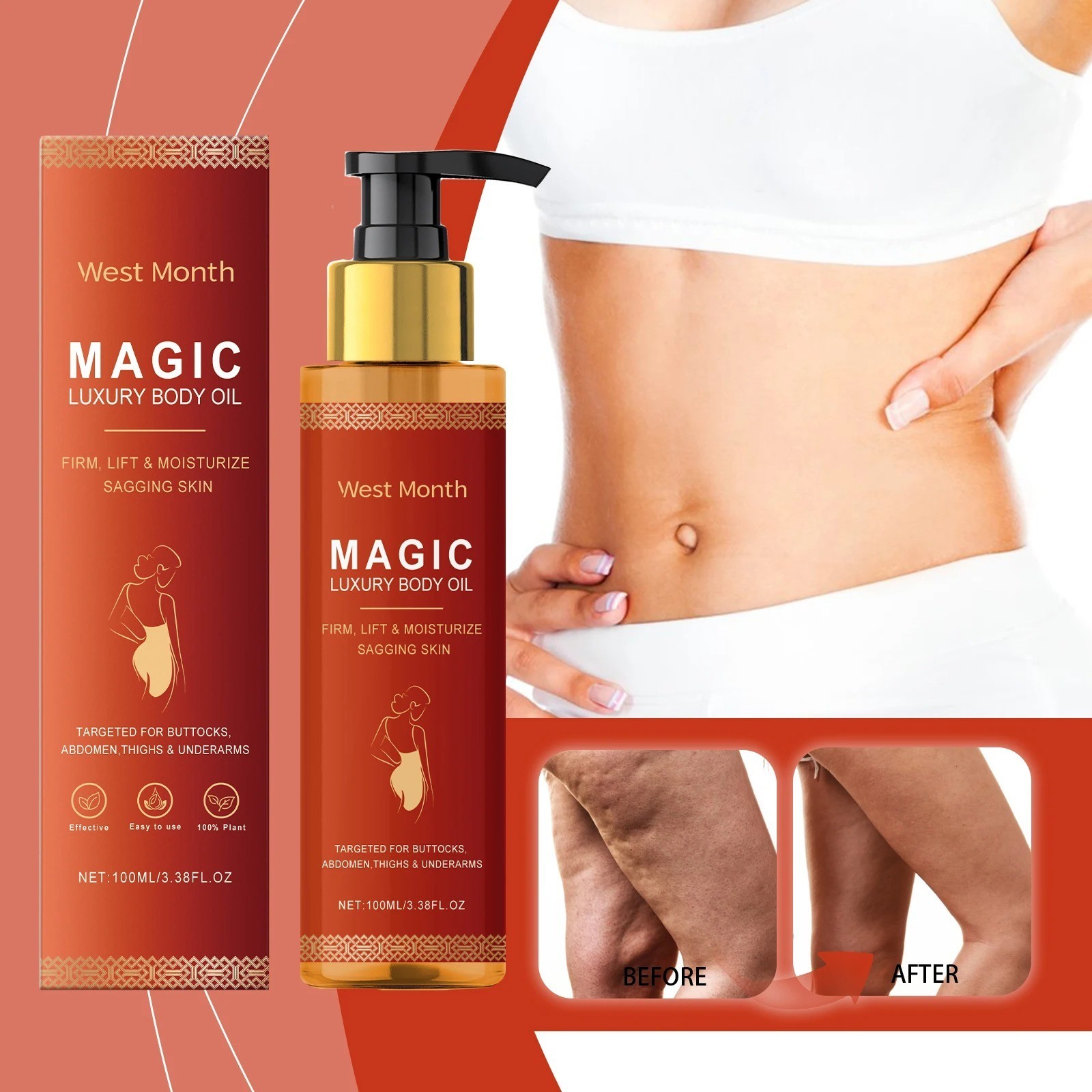 Besque Magic Luxury Body Oil Firms Tighten & Hydrate Loose Skin Pump