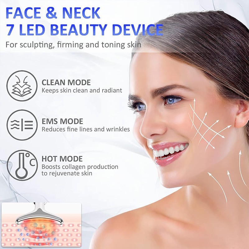 LED Neck Massager EMS Face Lifting Skin Tightening Anti Wrinkle Device