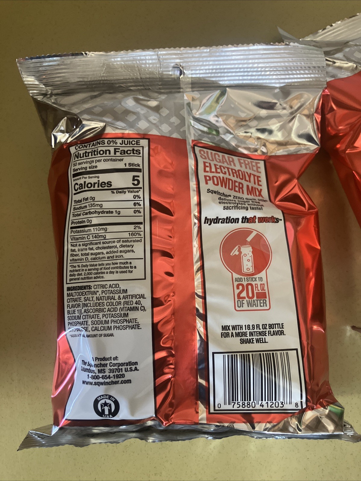 2X Sqwincher Zero Qwik Stik Fruit Punch Electrolyte Drink Mix 50 Pack