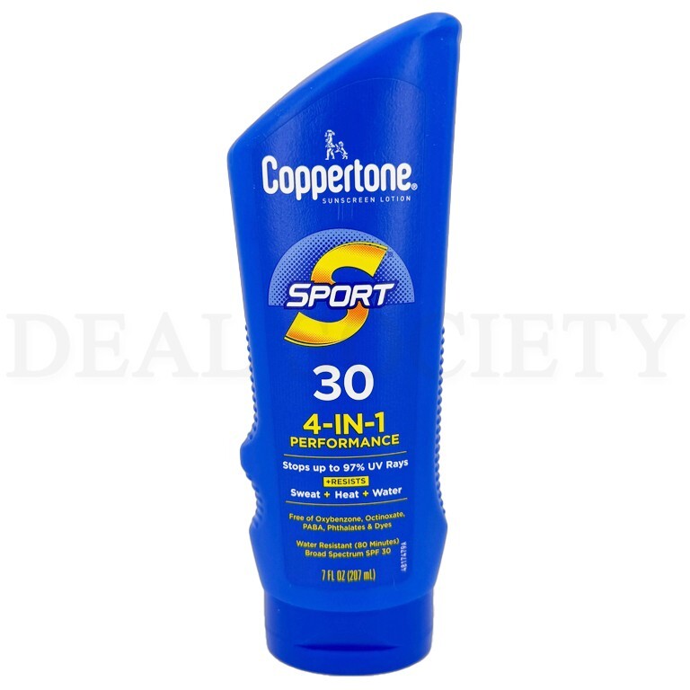 Coppertone Sport 4-in-1 Sunscreen Lotion SPF 30 7oz Lot of 3